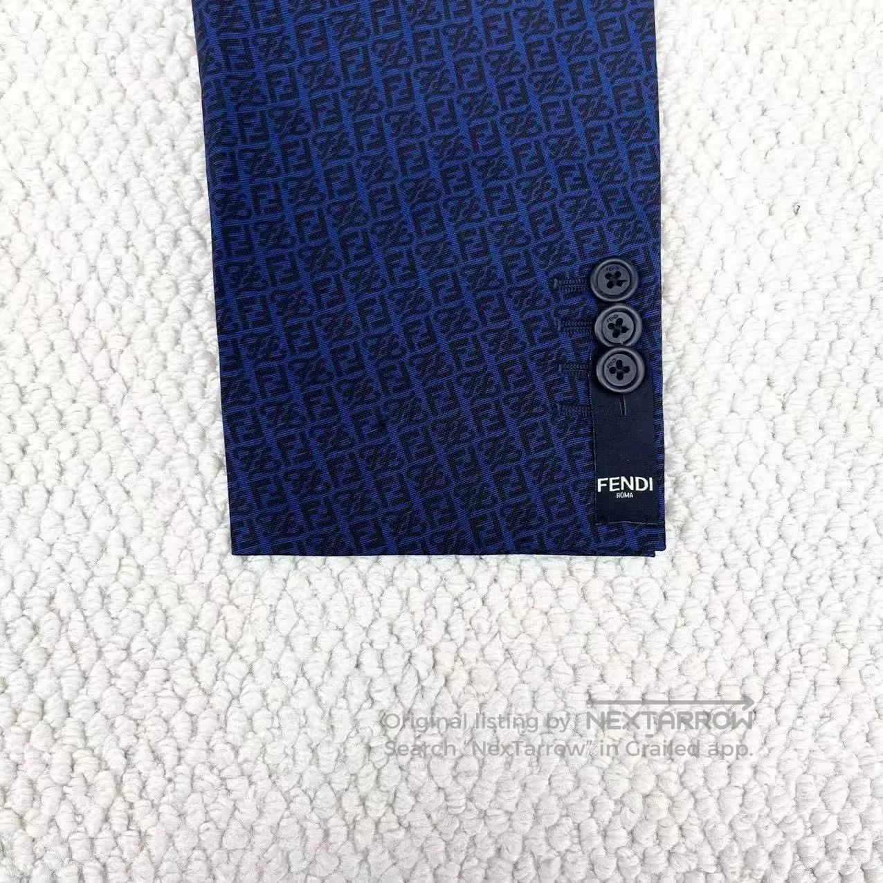 Fendi FENDI Navy Blue All-Over FF Monogram Suit| Size 52L - 5 Thumbnail