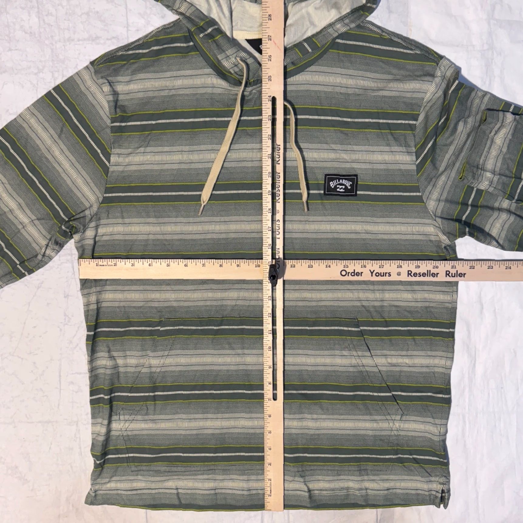 Billabong BILLABONG Hoodie Shirt M Green Striped Cotton Lightweight Beach Pullover Men Mens Size US M / EU 48-50 / 2 - 5 Thumbnail