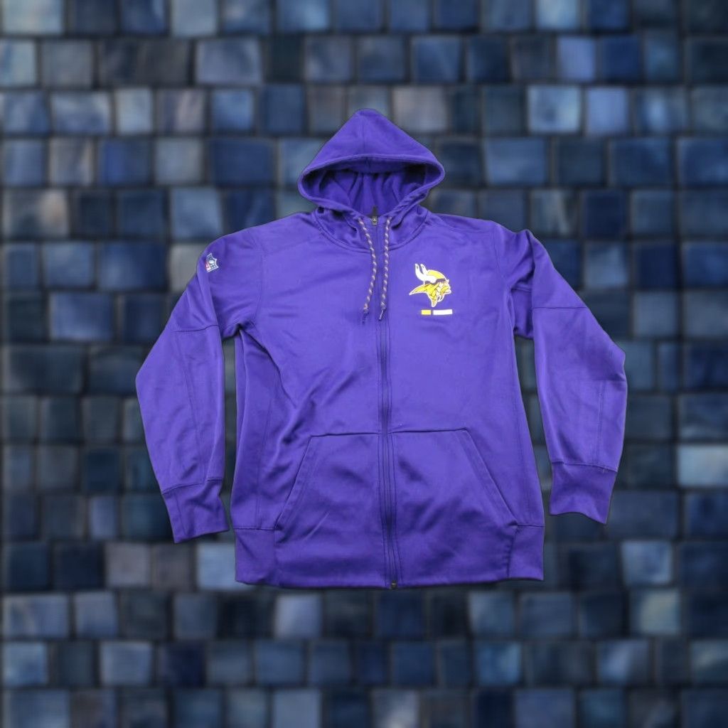 Nike Nike Dri Fit NFL On Field Apparel Full Zip Minnesota Vikings Hoodie M Purple Nike Football Hoodie Mens Size US M / EU 48-50 / 2 - 1 Thumbnail