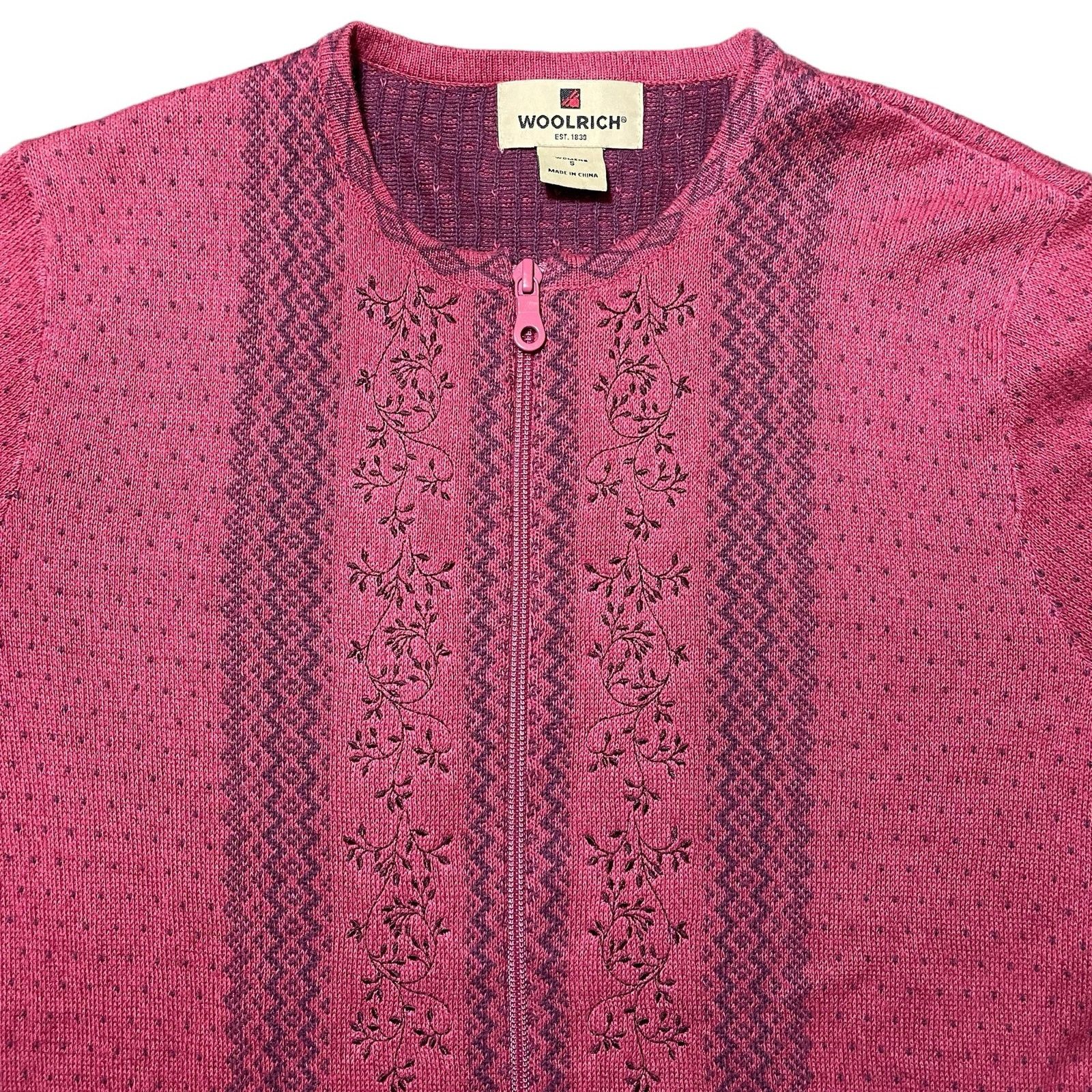 Woolrich Woolen Mills Woolrich Fair Isle Zip Up Cardigan Dahlia Magenta Pink Small Size S / US 4 / IT 40 - 2 Thumbnail