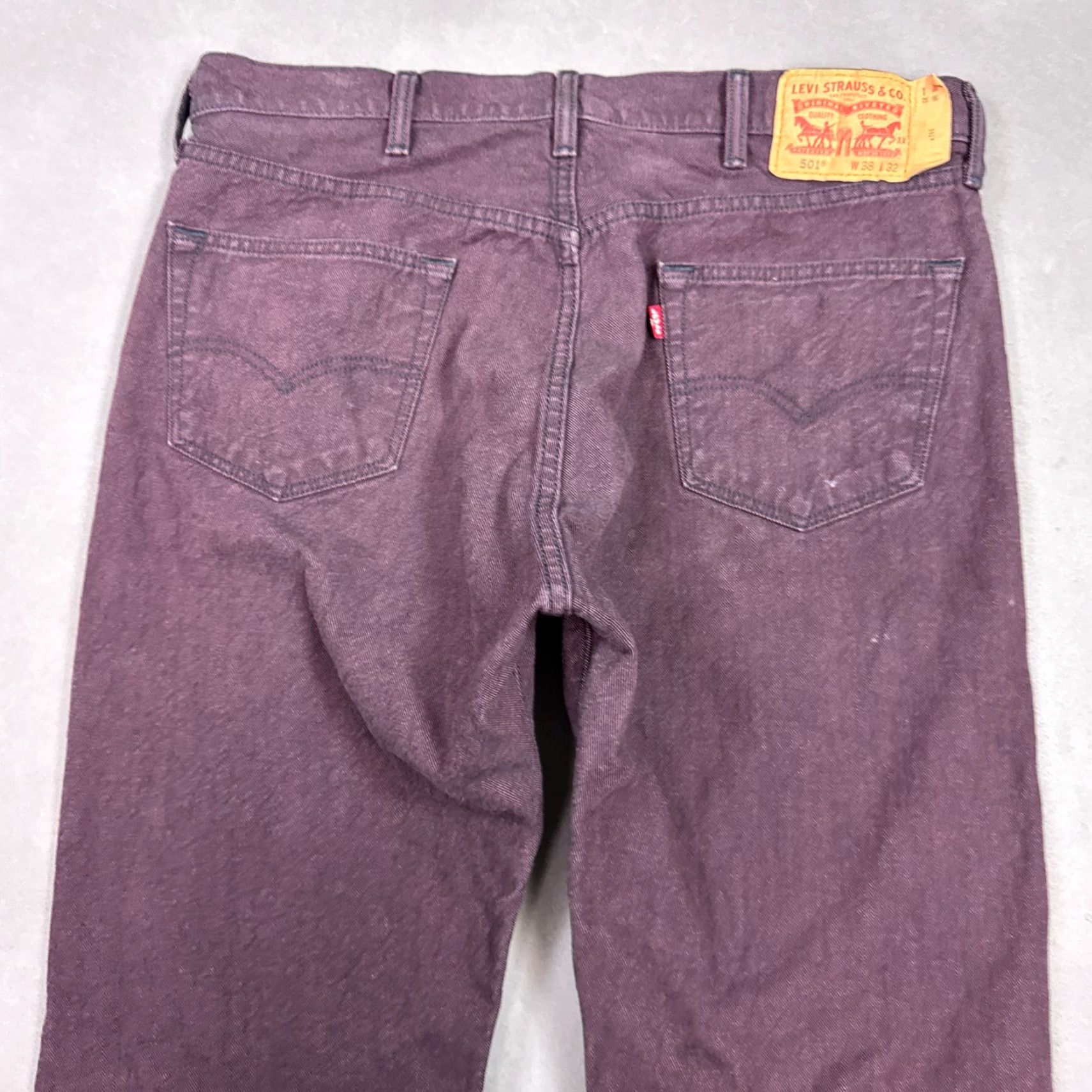 Levi's Levis 501 Jeans Mens 36x30 Burgundy Button Fly Dark Denim Pants Work Tag38x32 Size US 38 / EU 54 - 5 Thumbnail