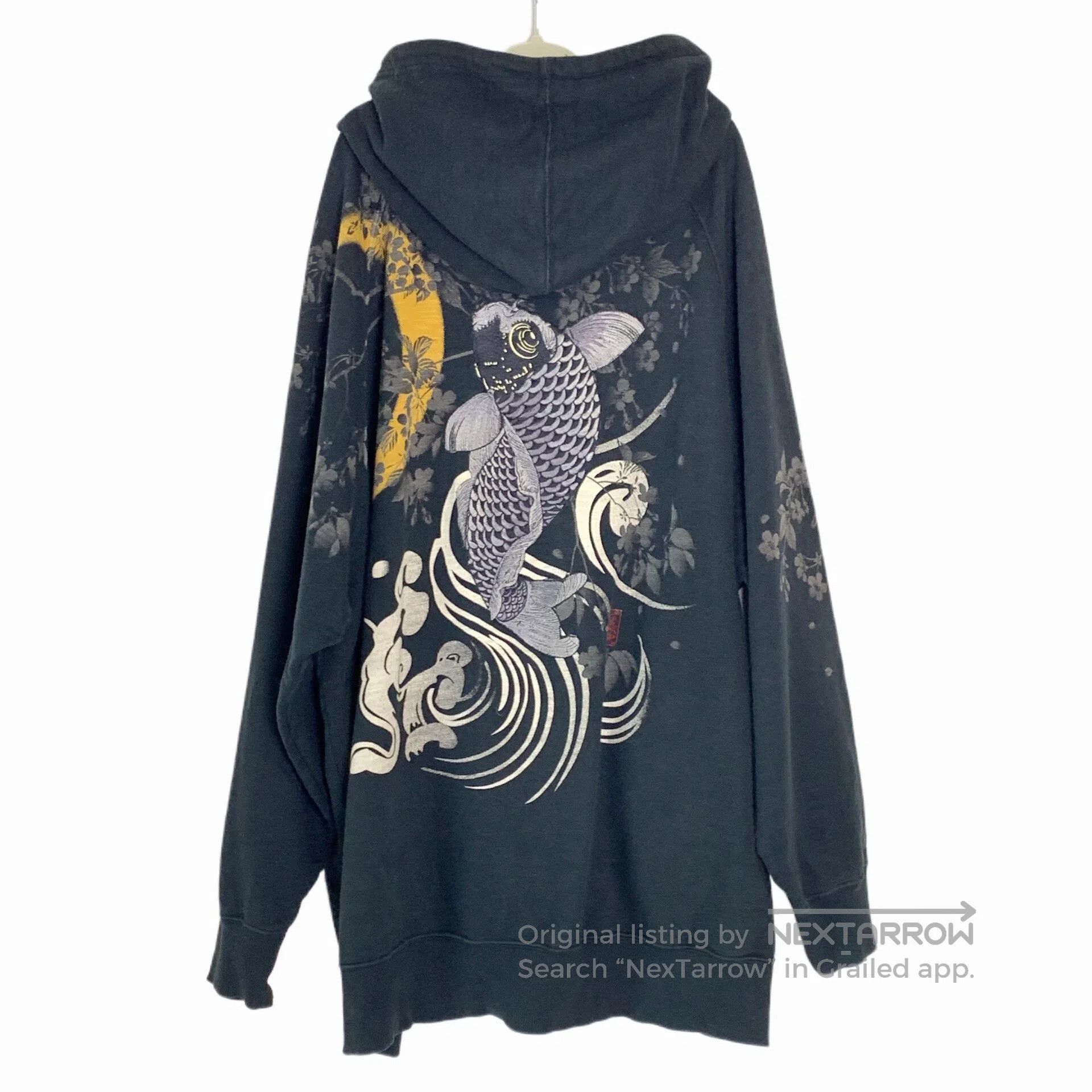 Flying Coffin Floral Embroidered Hoodie with Koi Design. Size US XL / EU 56 / 4 - 2 Thumbnail