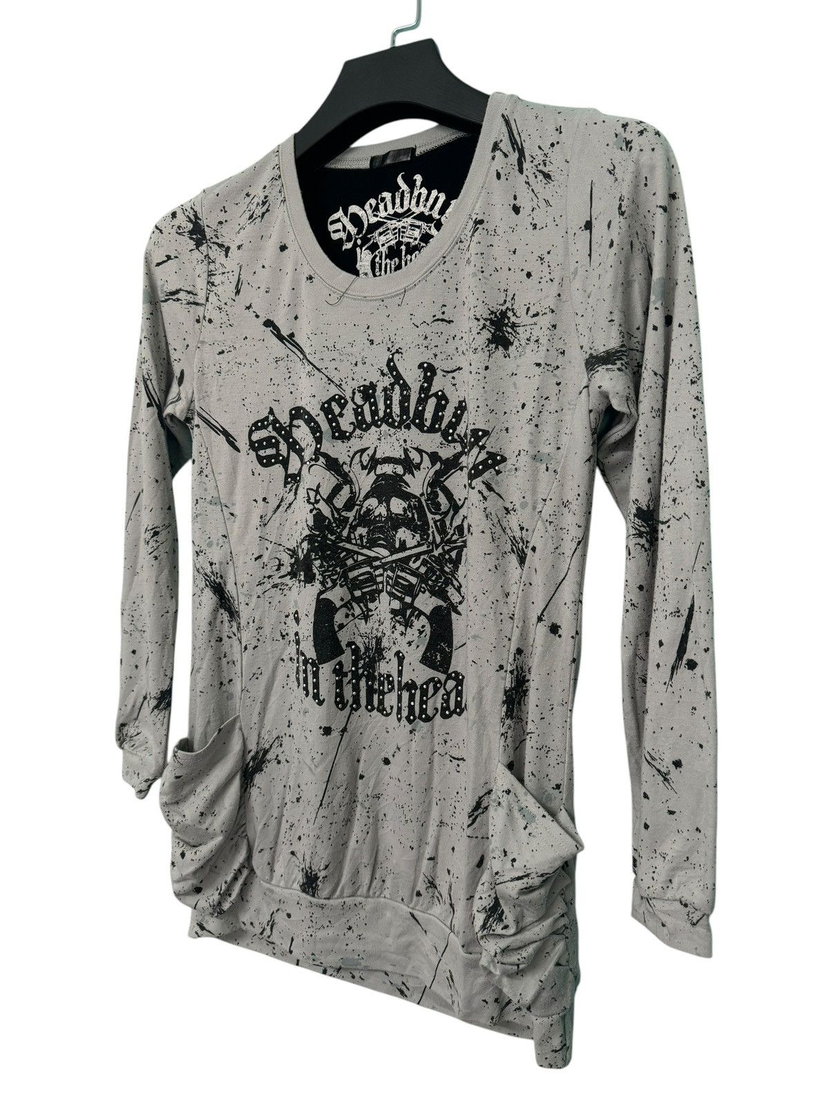 If Six Was Nine 💥RARE PUNK DESIGN DEADBUTT IN THE HEAD SKULL SPLASH ART Size L / US 10 / IT 46 - 2 Thumbnail