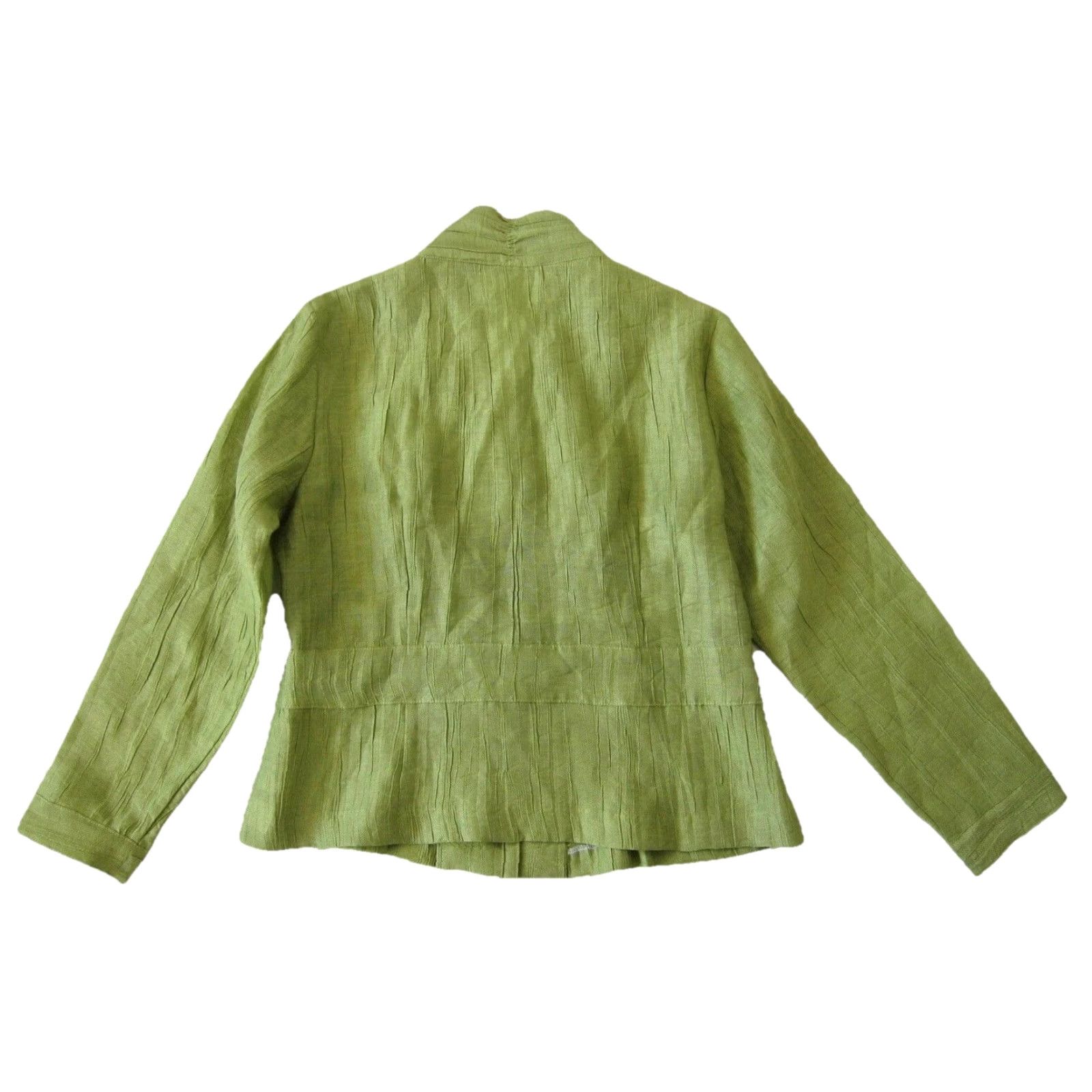 Vintage TravelSmith Blouse PM Petite Long Sleeve Collared Button Down Green Linen Rayon Shirt Womens Size M / US 6-8 / IT 42-44 - 2 Thumbnail