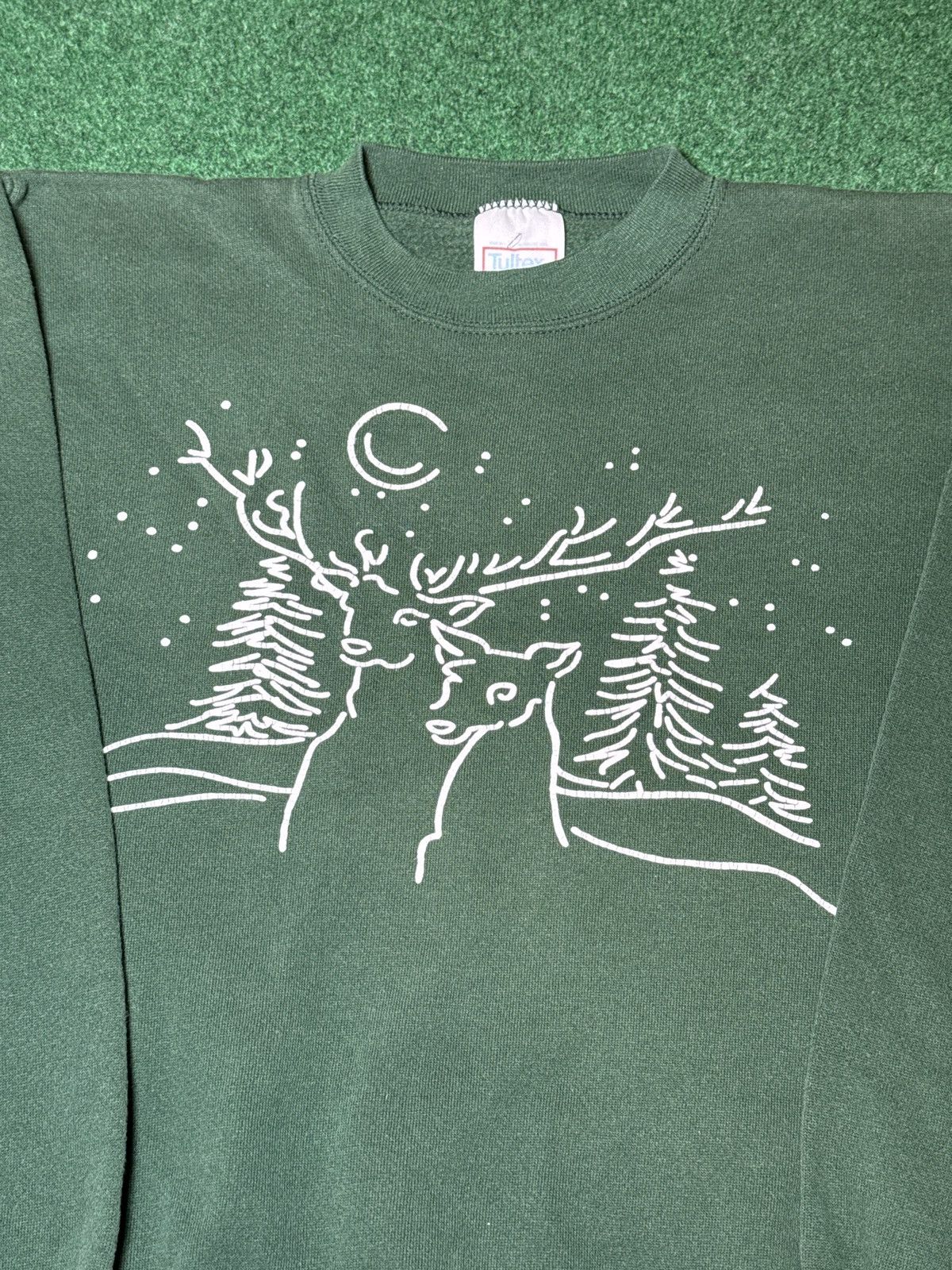 Tultex × Vintage Vintage 80s 90s Abstract Reindeer Christmas Snow Sweatshirt Size S / US 4 / IT 40 - 2 Thumbnail