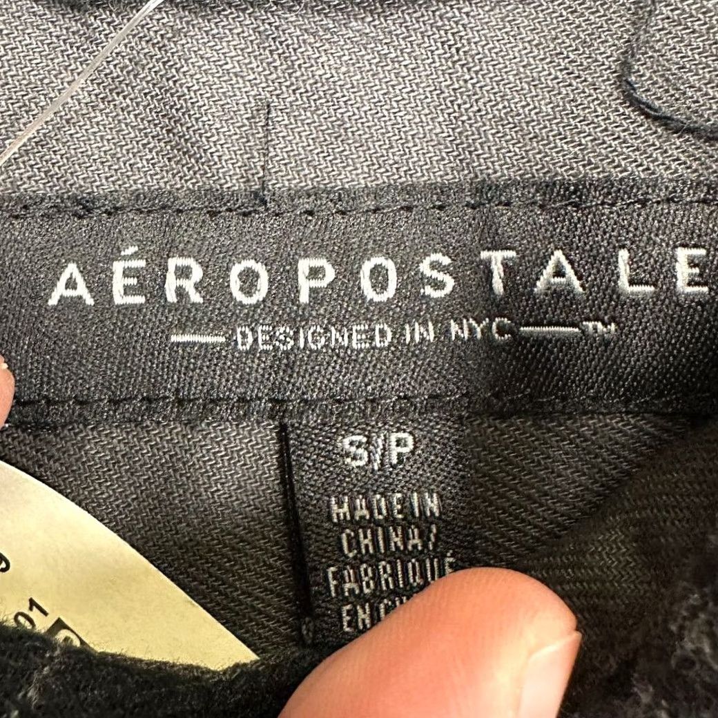 Aeropostale Aeropostale Flannel Shirt Mens Small Black Grey Stripe Flap Pocket Button Up NEW Size US S / EU 44-46 / 1 - 4 Thumbnail