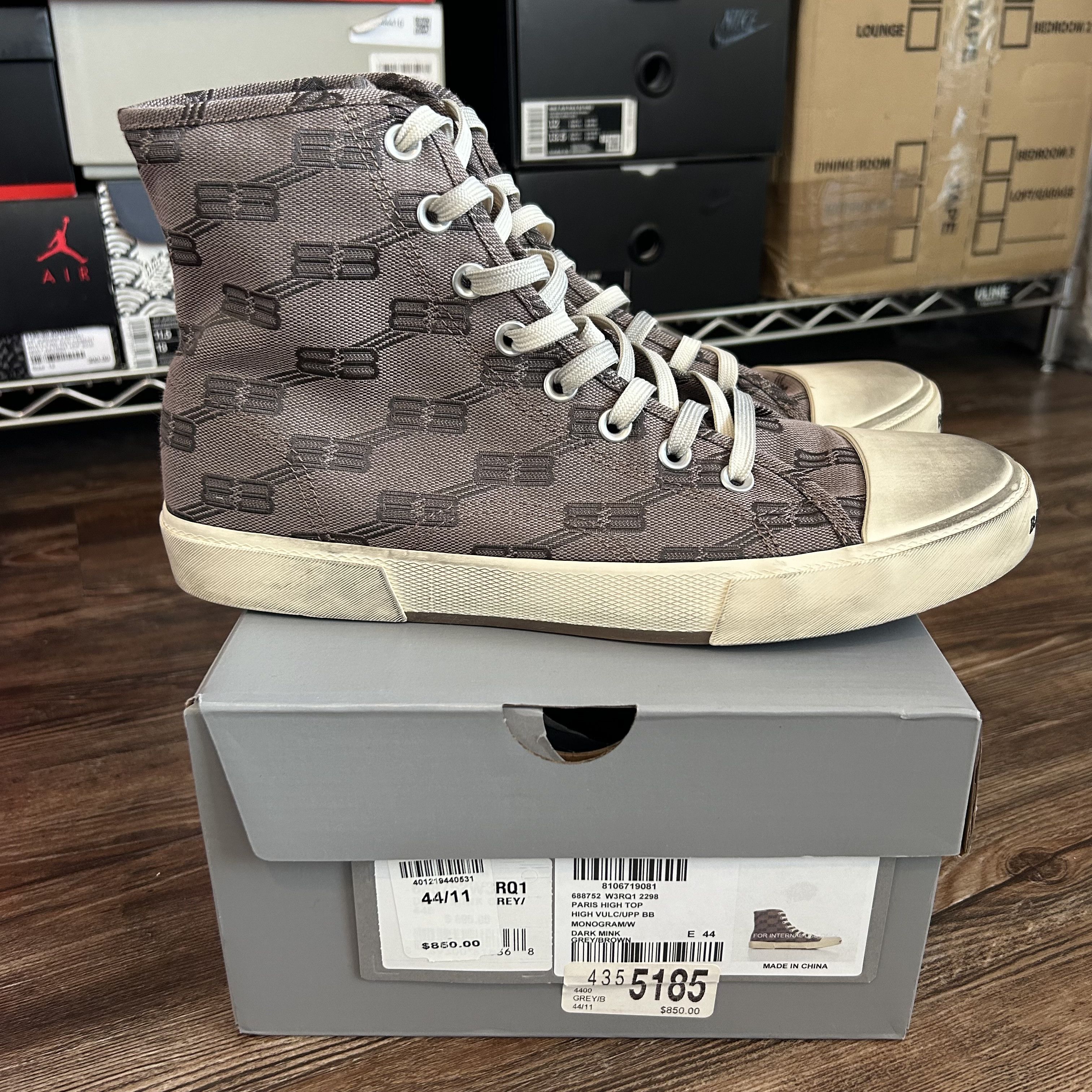image of New $850 Rrp Balenciaga Monogram Distressed Sneakers in Brown, Men's (Size 11)