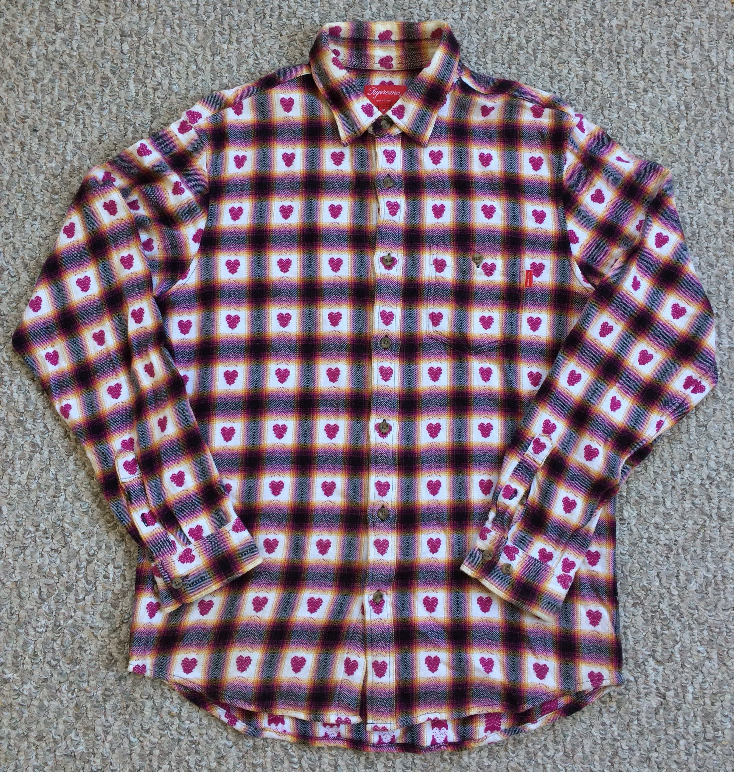 image of S/s 2016 Supreme Hearts Flannel in Magenta, Men's (Size Medium)