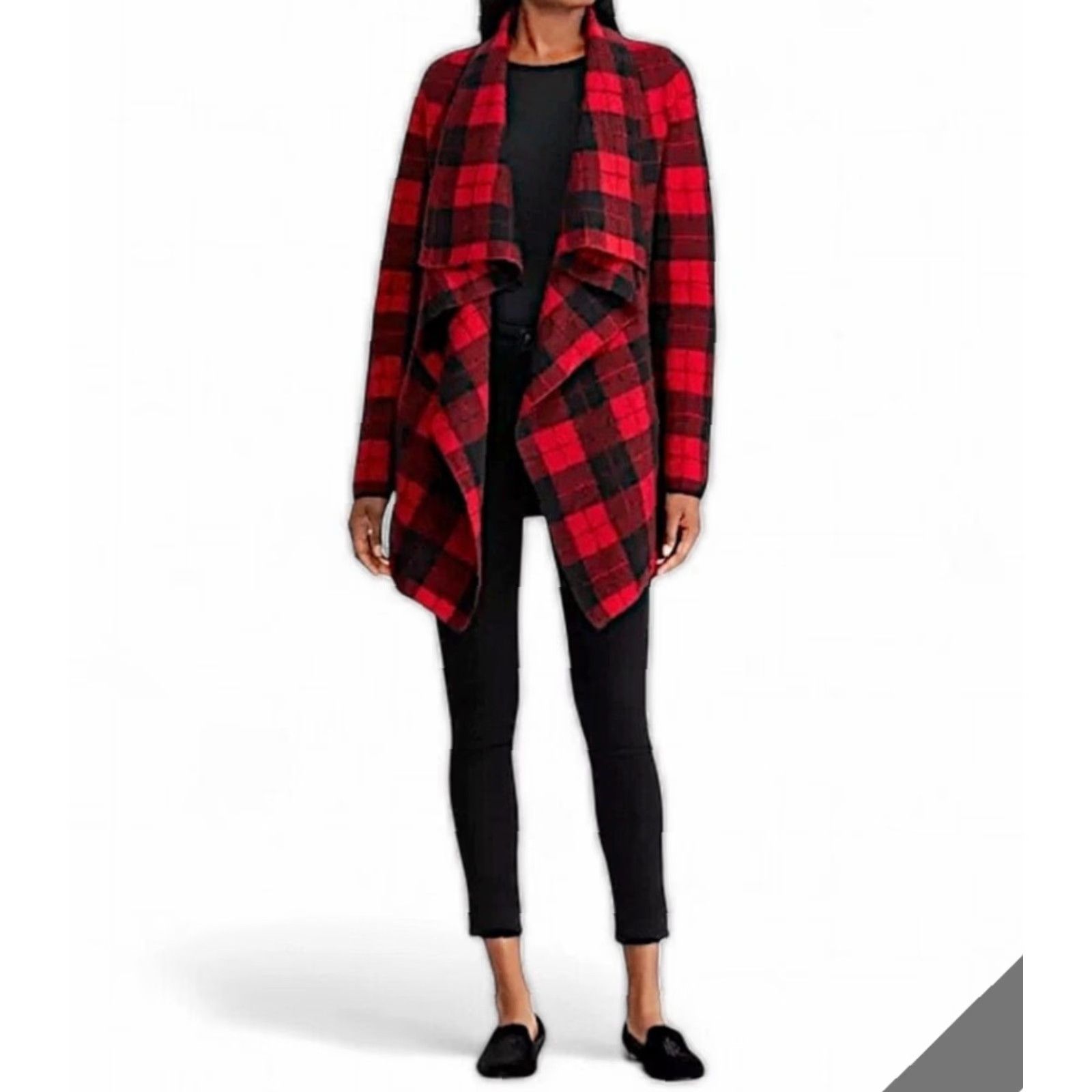 Ralph Lauren Lauren Ralph Lauren Wool Cardigan Shawl Womens XL Open Buffalo Plaid Red Black Cardigan Women XL Red Buffalo Plaid Knit Wool Open Casual 90s? Size XL / US 12-14 / IT 48-50 - 2 Thumbnail