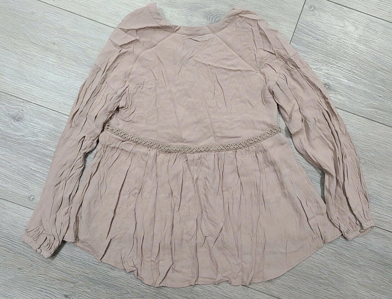 Designer Altar'd State Top Small Tan Long Sleeve V Neck Lace Up Size S / US 4 / IT 40 - 2 Thumbnail