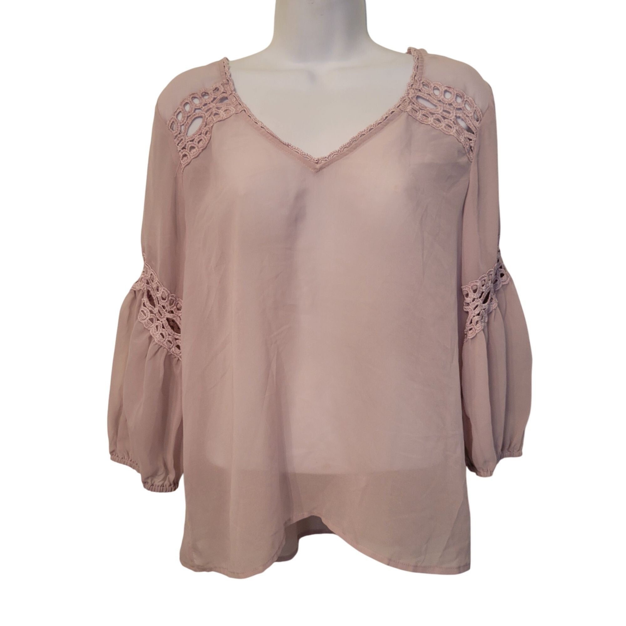Victoria's Secret Victorias Secret Sheer Blouse M Mauve Pink Lace Detail Long Size M / US 6-8 / IT 42-44 - 1 Thumbnail