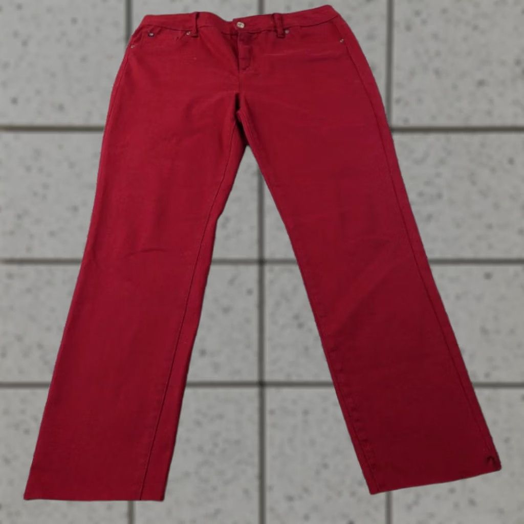 Vintage Curve Appeal Pants Womens 12 Red Minimalist Jegging Jeans Stretch High Rise Flex Skinny Pockets Curv eAppeal Pants Size 34" / US 12 / IT 48 - 1 Thumbnail