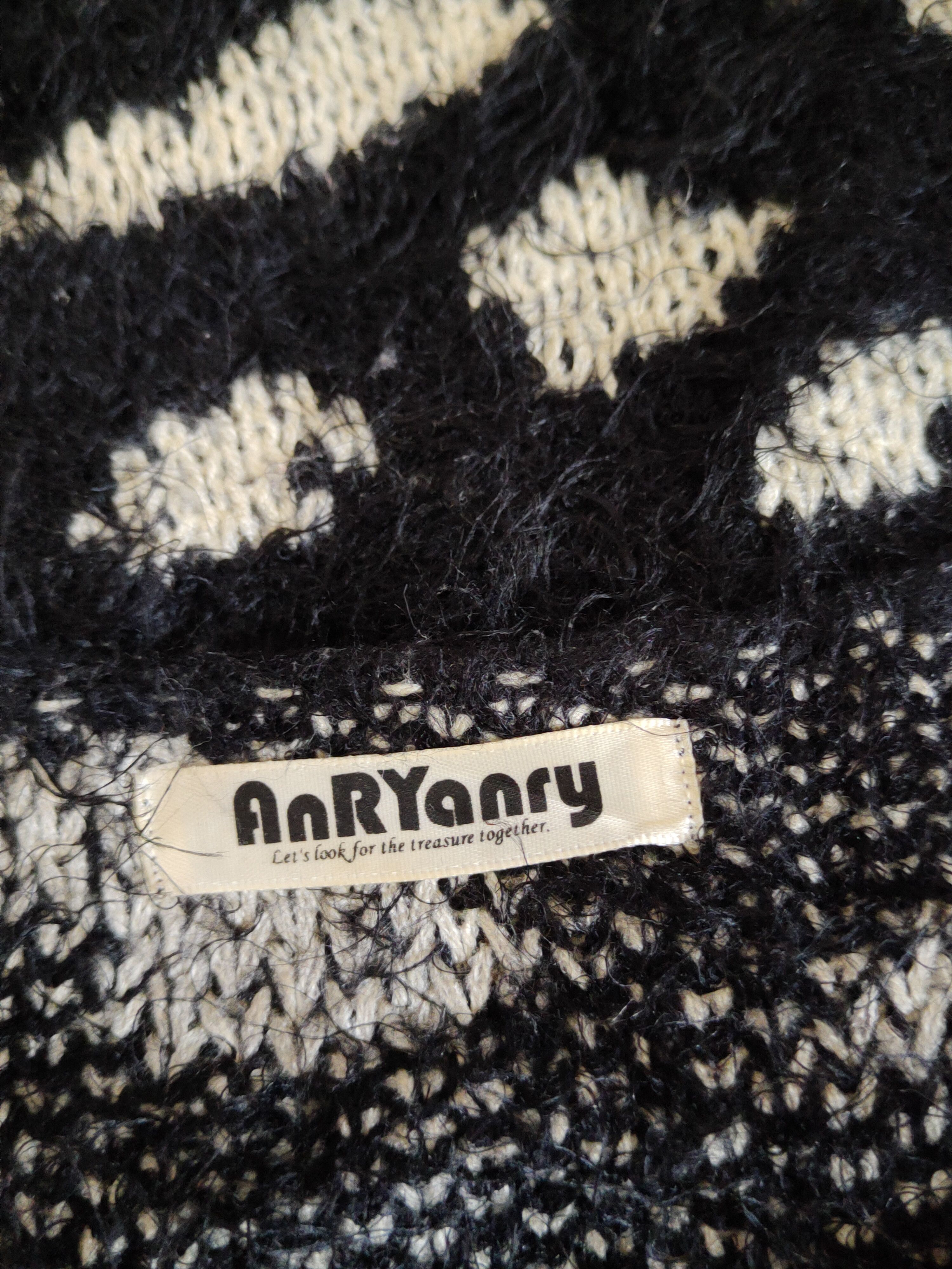 Homespun Knitwear Anryanry Black Cream Shag Shaggy Fur Mohair Knitwear #S2164 Size M / US 6-8 / IT 42-44 - 12 Thumbnail