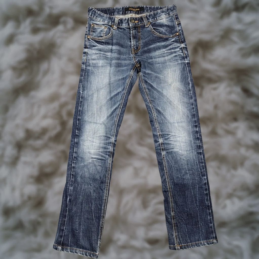 Denime Kesson Jeans Womens 30 Blue Medium Wash Slim Straight Distressed Denim Korea Size 30" / US 8 / IT 44 - 1 Thumbnail