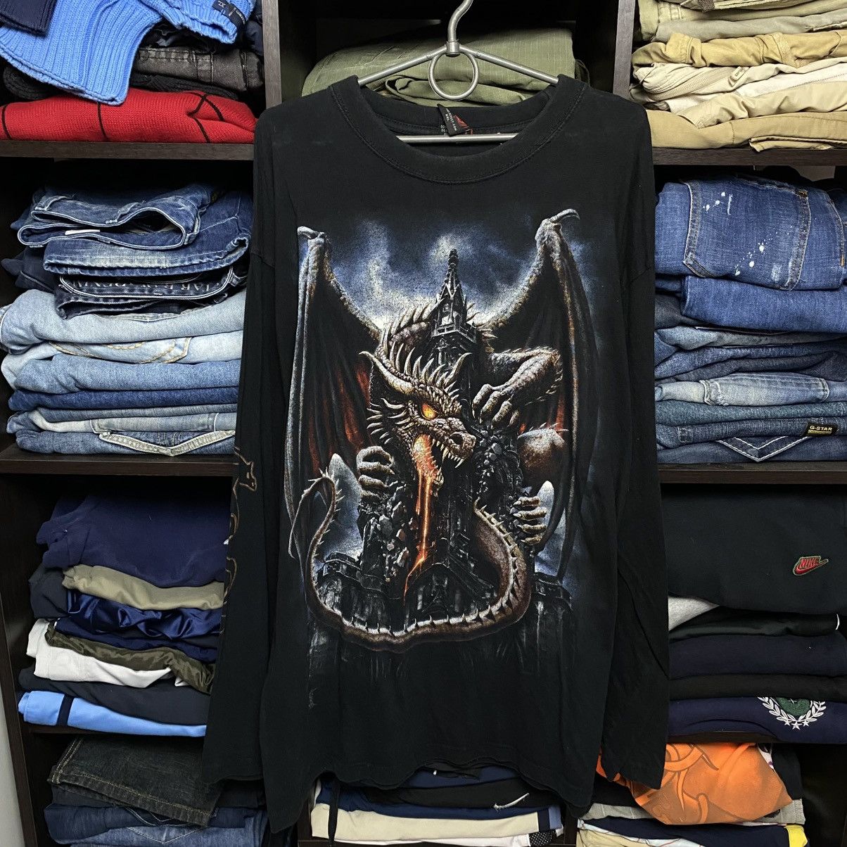 Vintage Vintage Spiral Dragon Overprinted 90’s Graphic Longsleeve Size US XXL / EU 58 / 5 - 1 Thumbnail