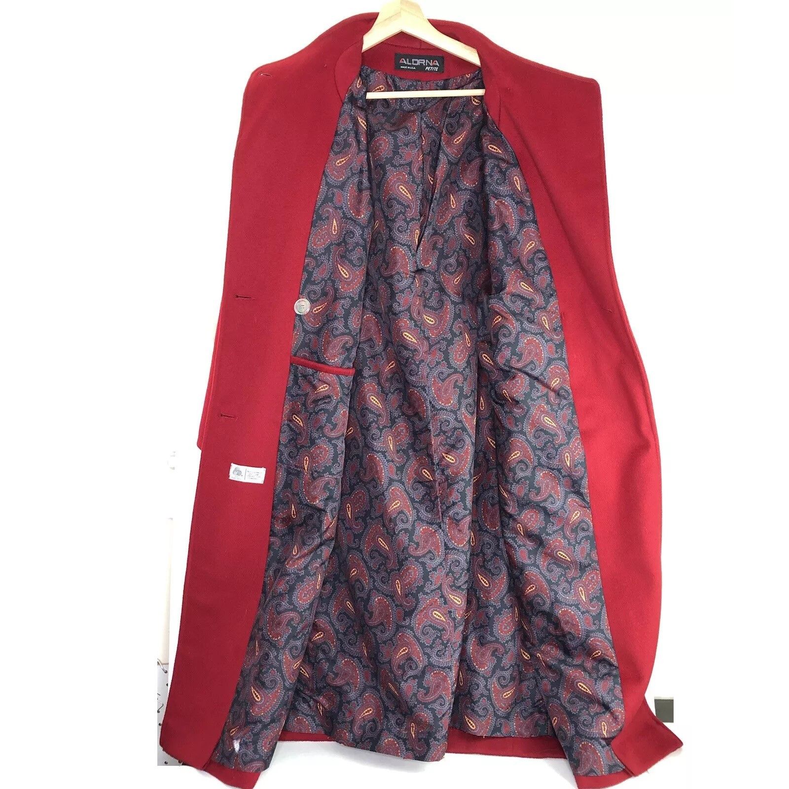 Other Vtg ALORNA Pure Wool Red Pea Coat Petite Double Breasted Size XS / US 0-2 / IT 36-38 - 11 Thumbnail