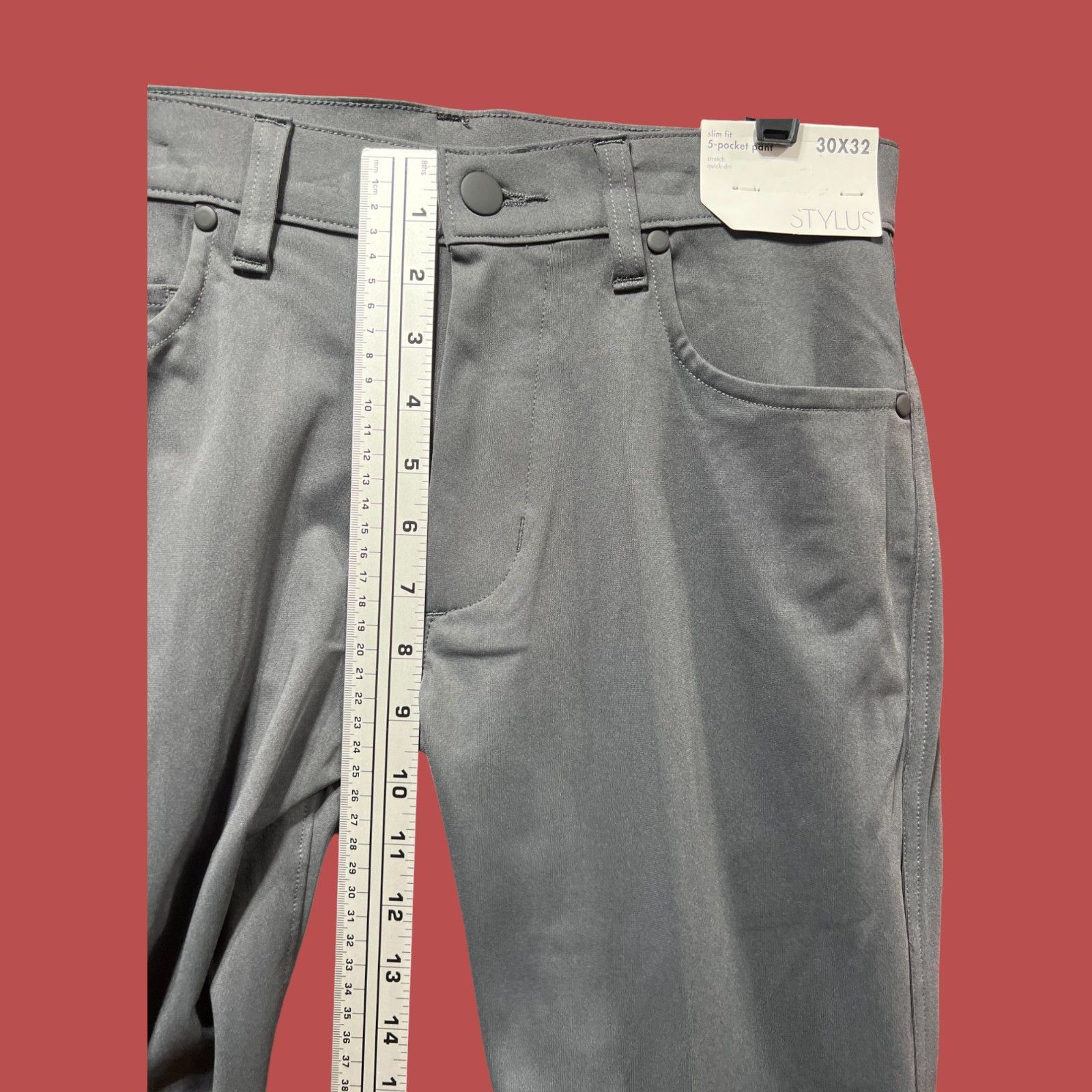 Other Stylus - 5 Pockets Mens Slim Fit Flat front Pant - Gray - 3 Size US 30 / EU 46 - 7 Thumbnail