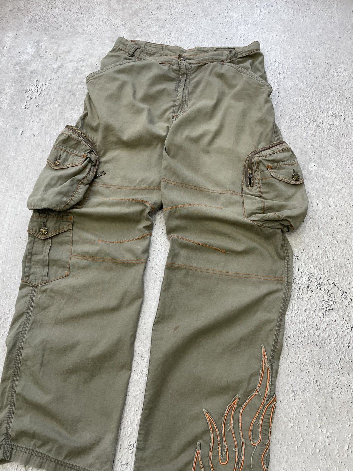 Japanese Brand × Vintage Vintage CRAZY FLAME BAGGY CARGO JAPANESE PANTS distressed Size US 32 / EU 48 - 2 Thumbnail