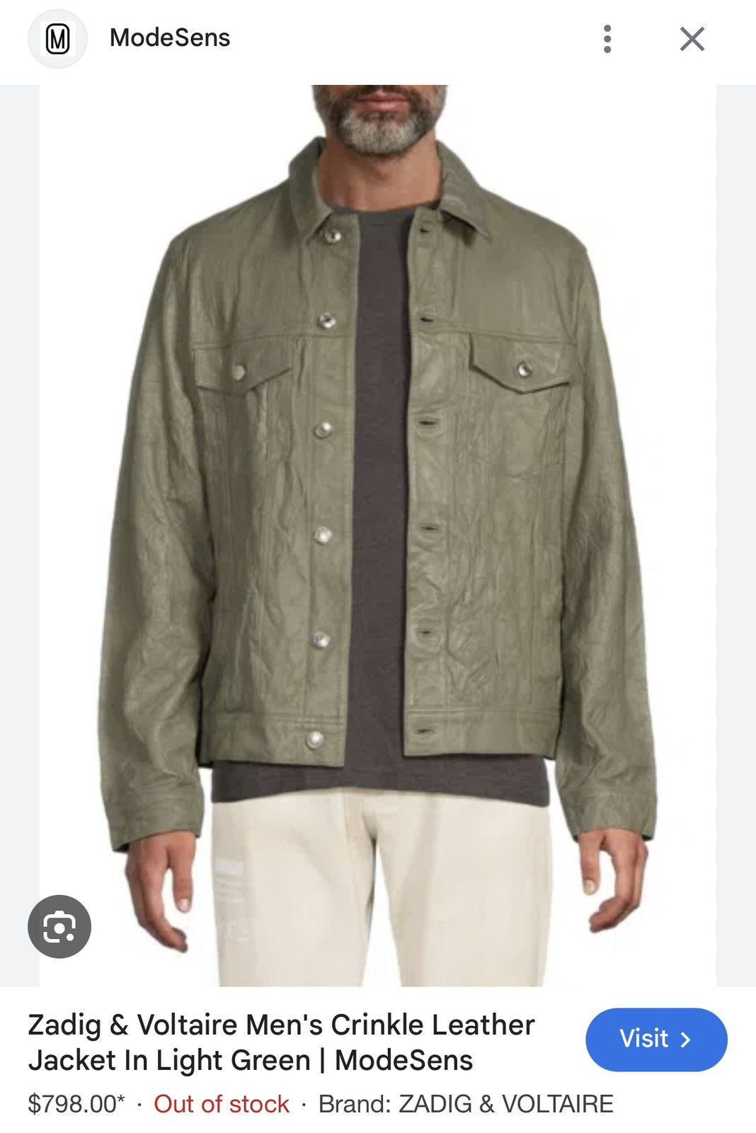 Zadig & Voltaire Base Crinkle Leather Size US S / EU 44-46 / 1 - 2 Thumbnail