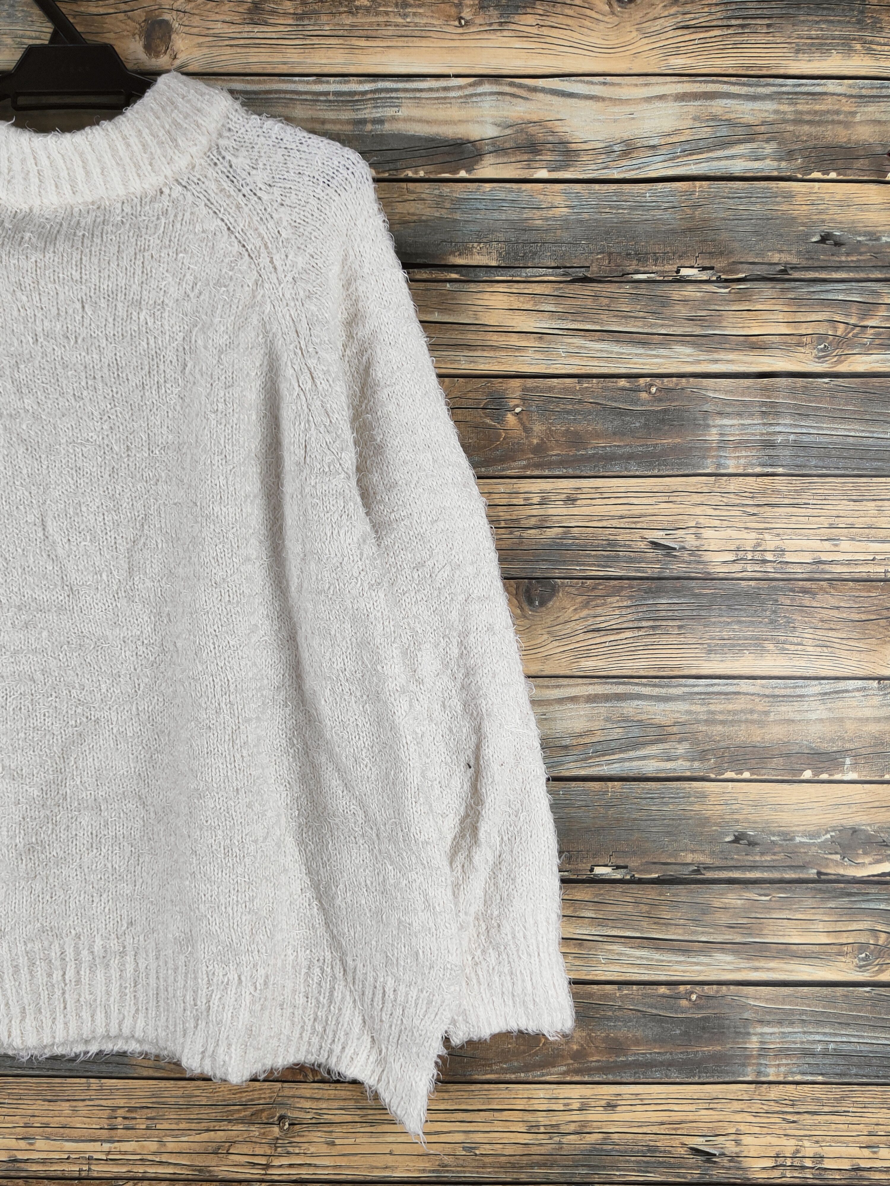 Global Work DL Global Work Cream Fur Mohair Knitwear #46-553 Size L / US 10 / IT 46 - 9 Thumbnail