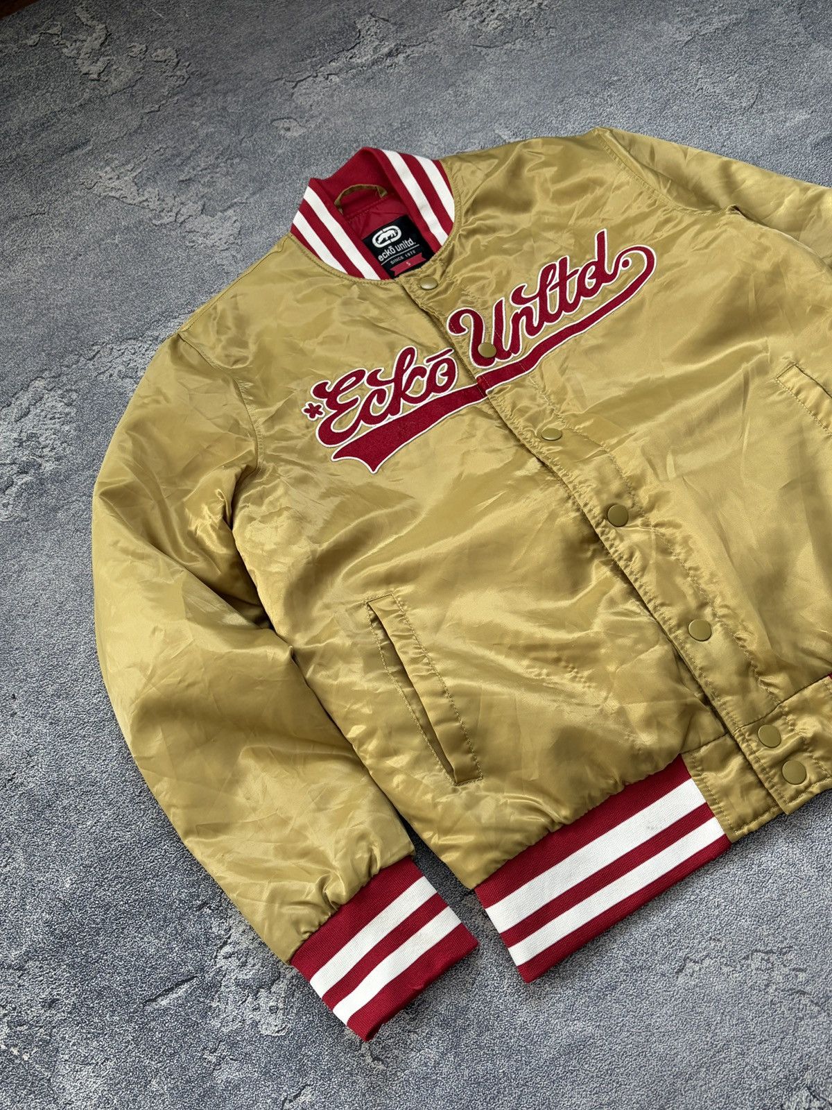 Ecko Unltd. Ecko Unltd Big Logo Varsity Bomber Jacket Gold Rap Y2K S Size US S / EU 44-46 / 1 - 6 Thumbnail