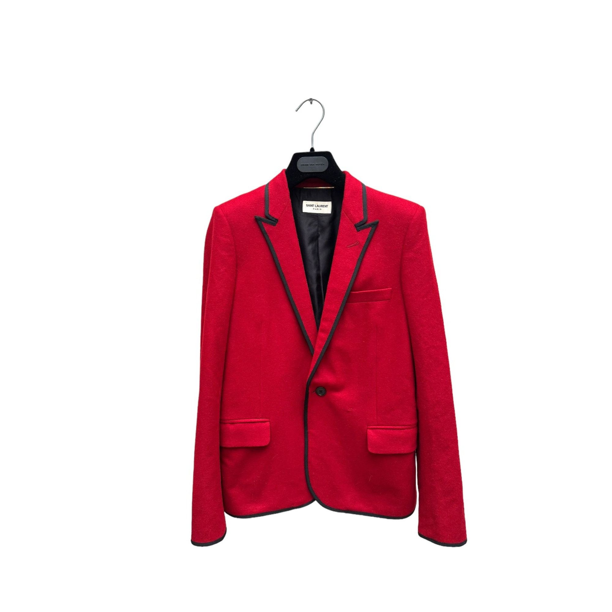 image of Saint Laurent Paris Fw 2013 Hedi Slimane Red Wool Blazer Jacket, Women's (Size Small)