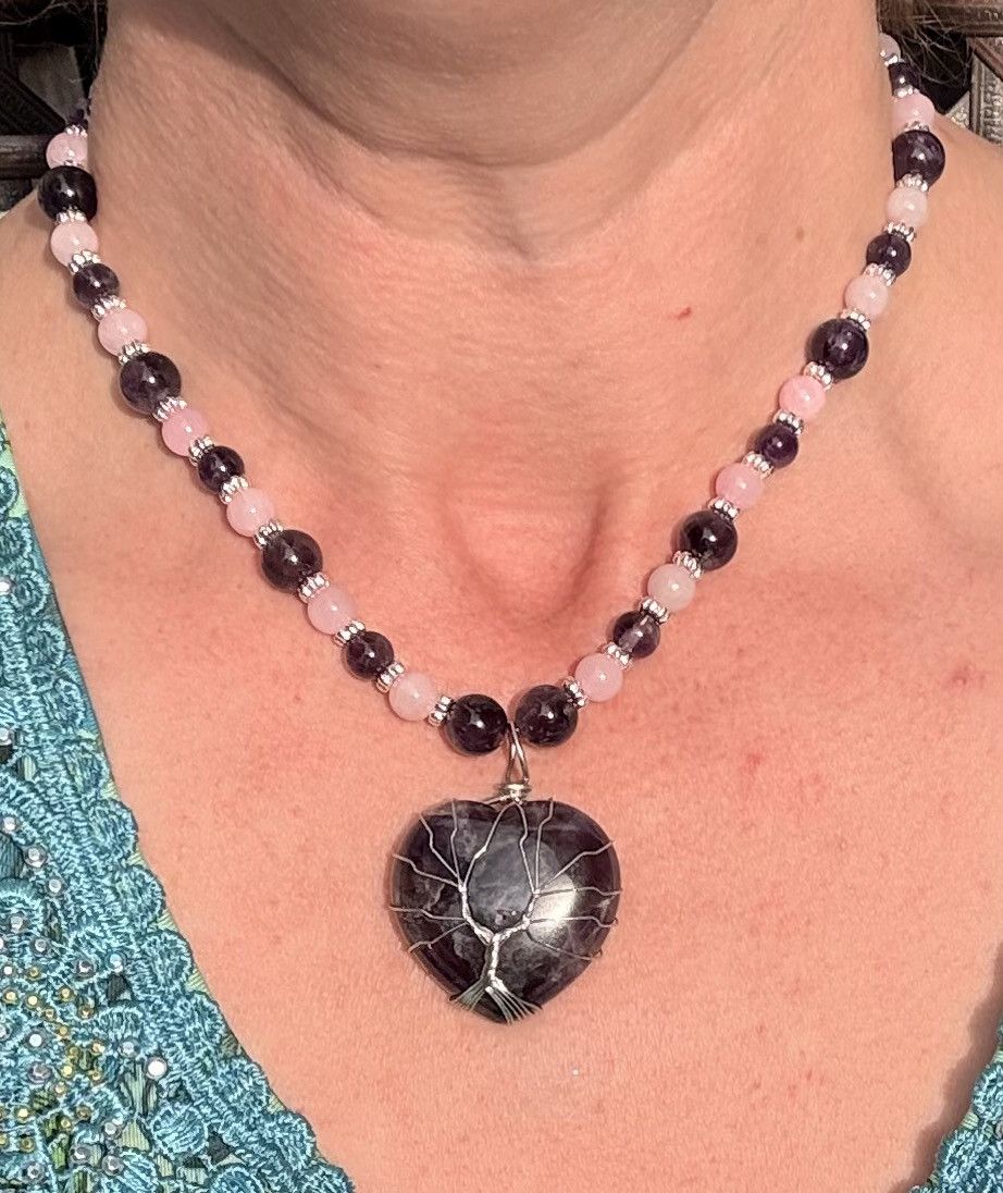 Other Amethyst Tree of Life Stone Heart Pendant Handmade Necklace Size ONE SIZE - 5 Thumbnail