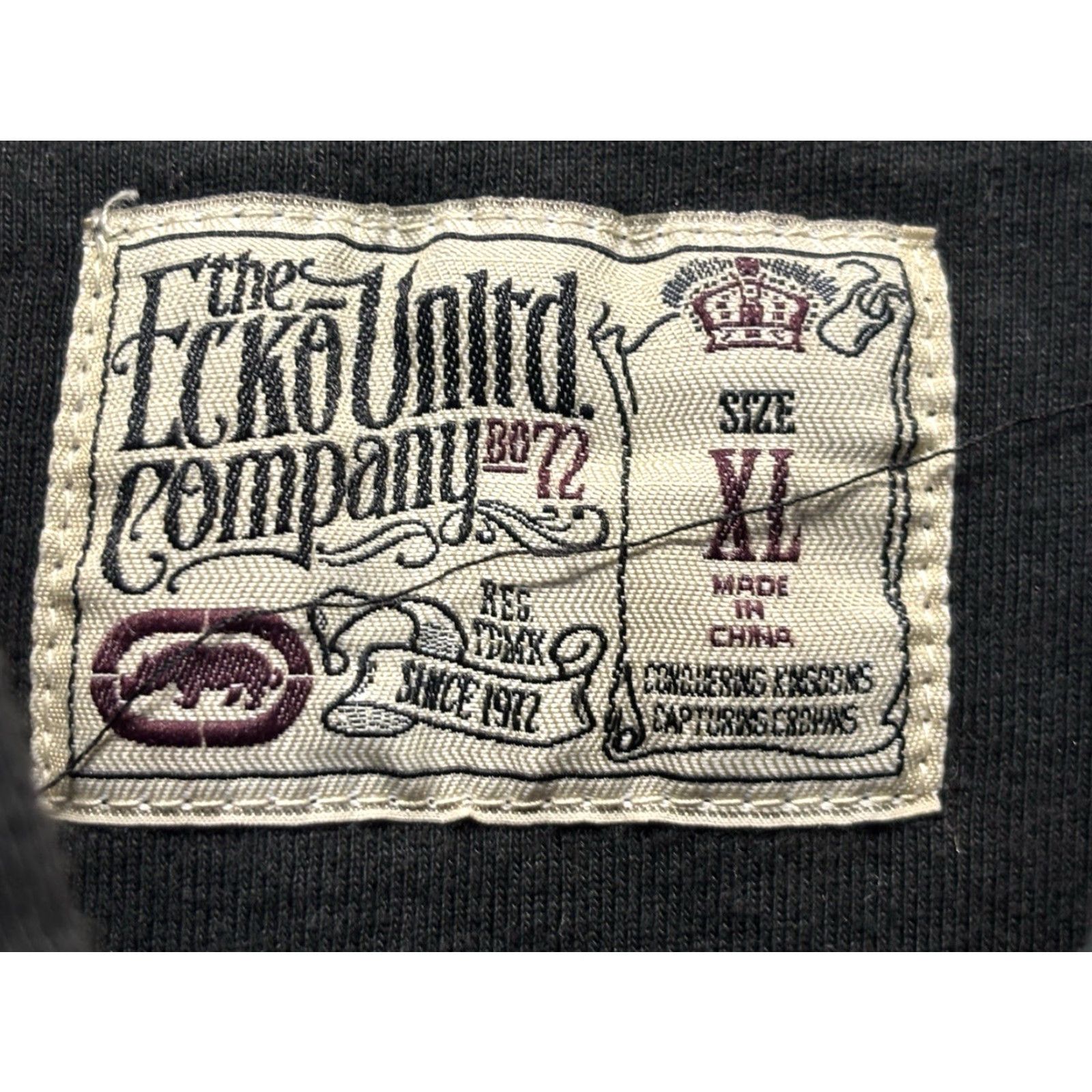 Vintage VINTAGE Ecko Unlimited Hoodie (Hooded) XL Black Grunge Full Zip Pockets Velour-Lined Men's Size US XL / EU 56 / 4 - 6 Thumbnail
