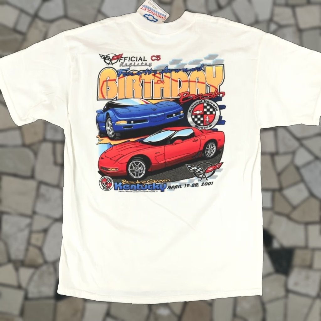 Gildan VTG Gildan Corvette Museum Birthday Bash 2001 Solid T-Shirt White Men's XL Size US XL / EU 56 / 4 - 1 Thumbnail