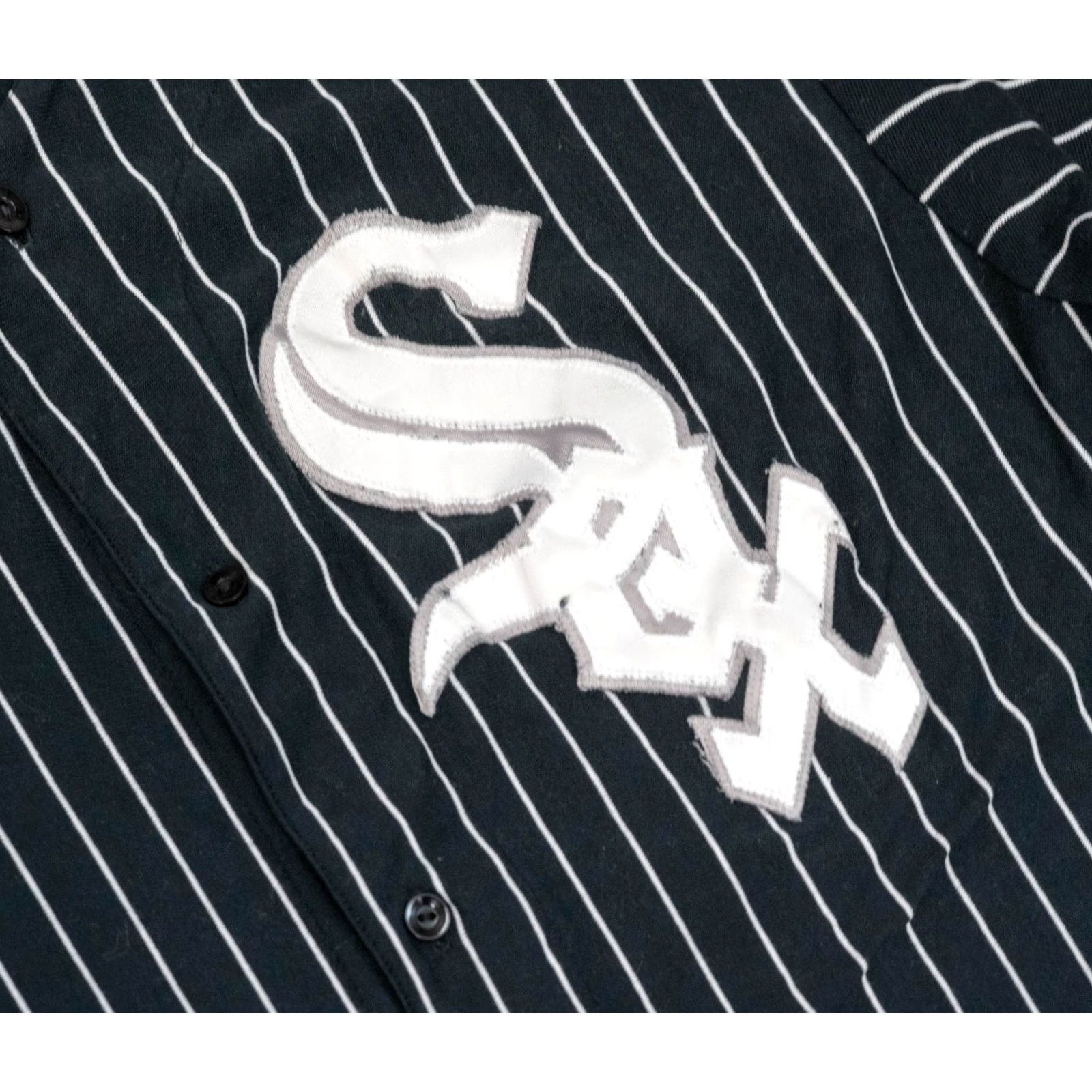 Vintage VINTAGE Majestic Chicago White Sox Practice Jersey Shirt XL Black Pinstripe 90s MLB Logo Embroidered Mens Size US XL / EU 56 / 4 - 7 Thumbnail