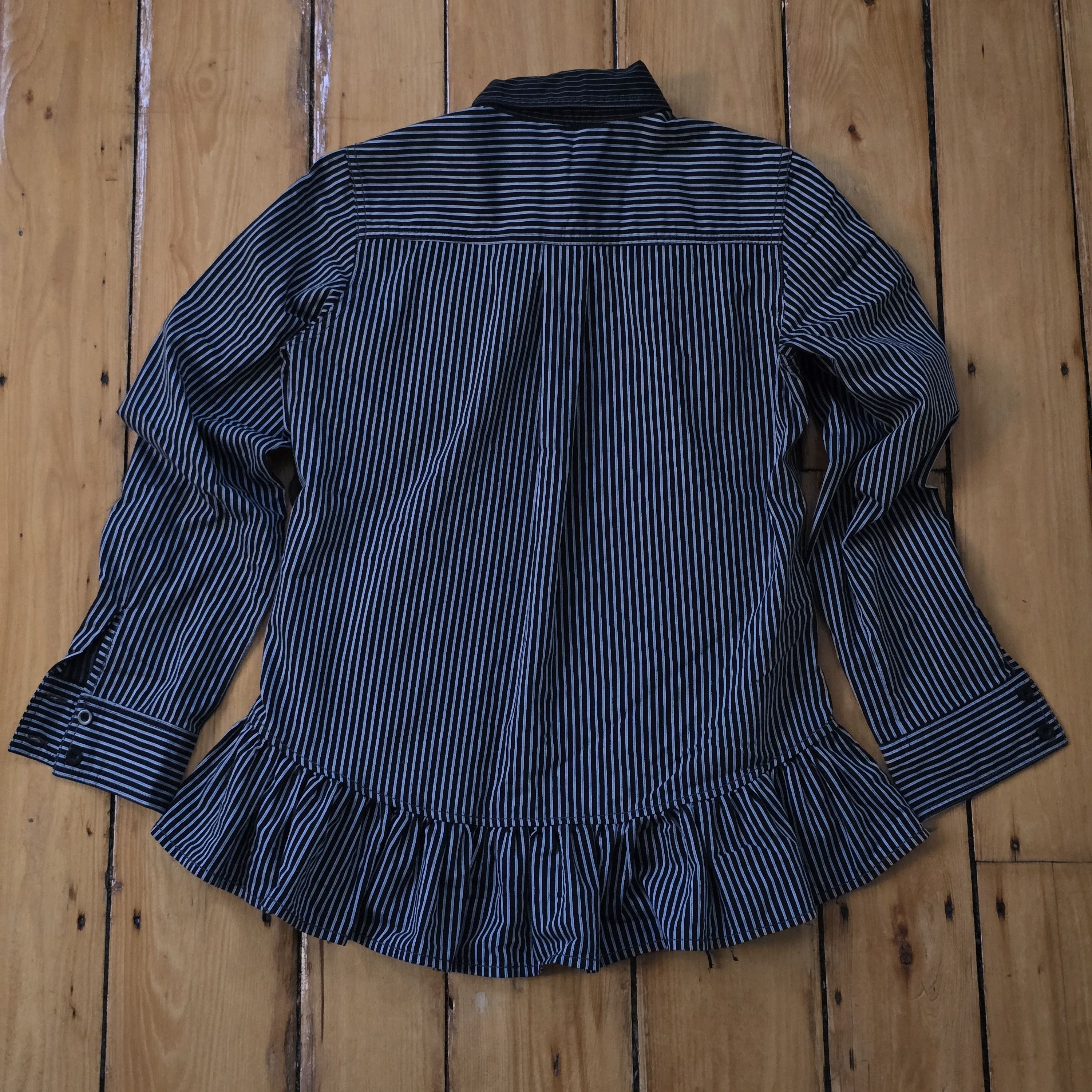 Japanese Brand Algonquins Frilled Striped Button Up Size US S / EU 44-46 / 1 - 3 Thumbnail