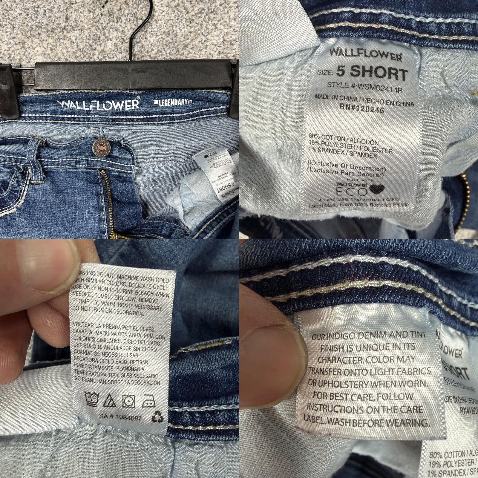 Vintage WallFlower Jeans Juniors 5 Short Blue Bootcut Stretch Embroidered Pockets Jeans Small Blue Back Pocket Embroidered Size 27" / US 4 / IT 40 - 8 Thumbnail