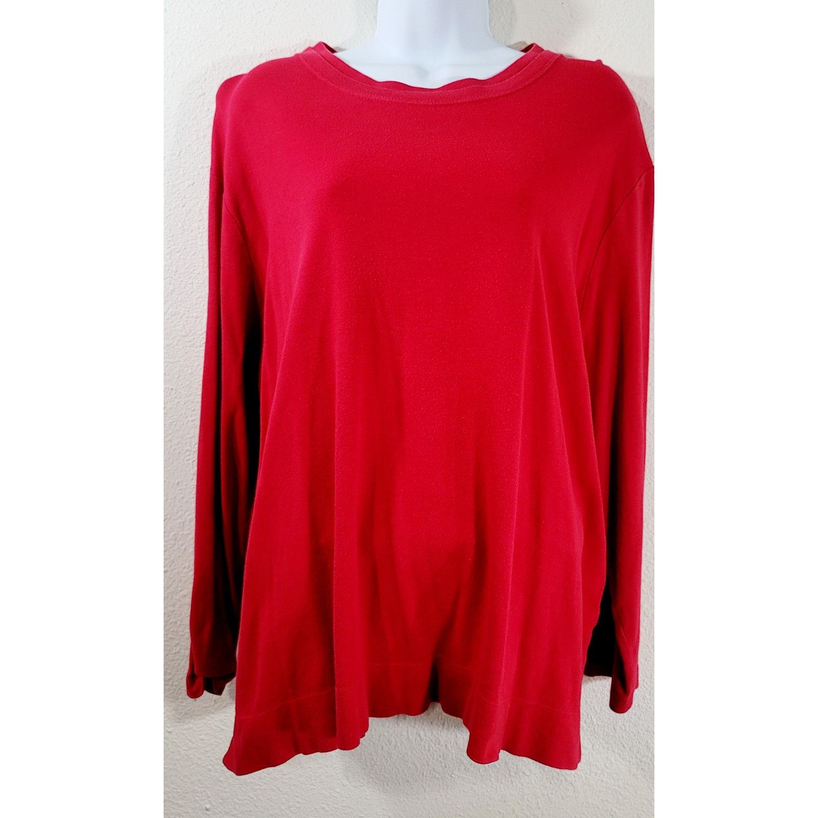 Other Westbound Woman Red Long Sleeve Crew Neck Tunic Top 2X Plus Size XXL / US 16-18 / IT 52-54 - 1 Thumbnail