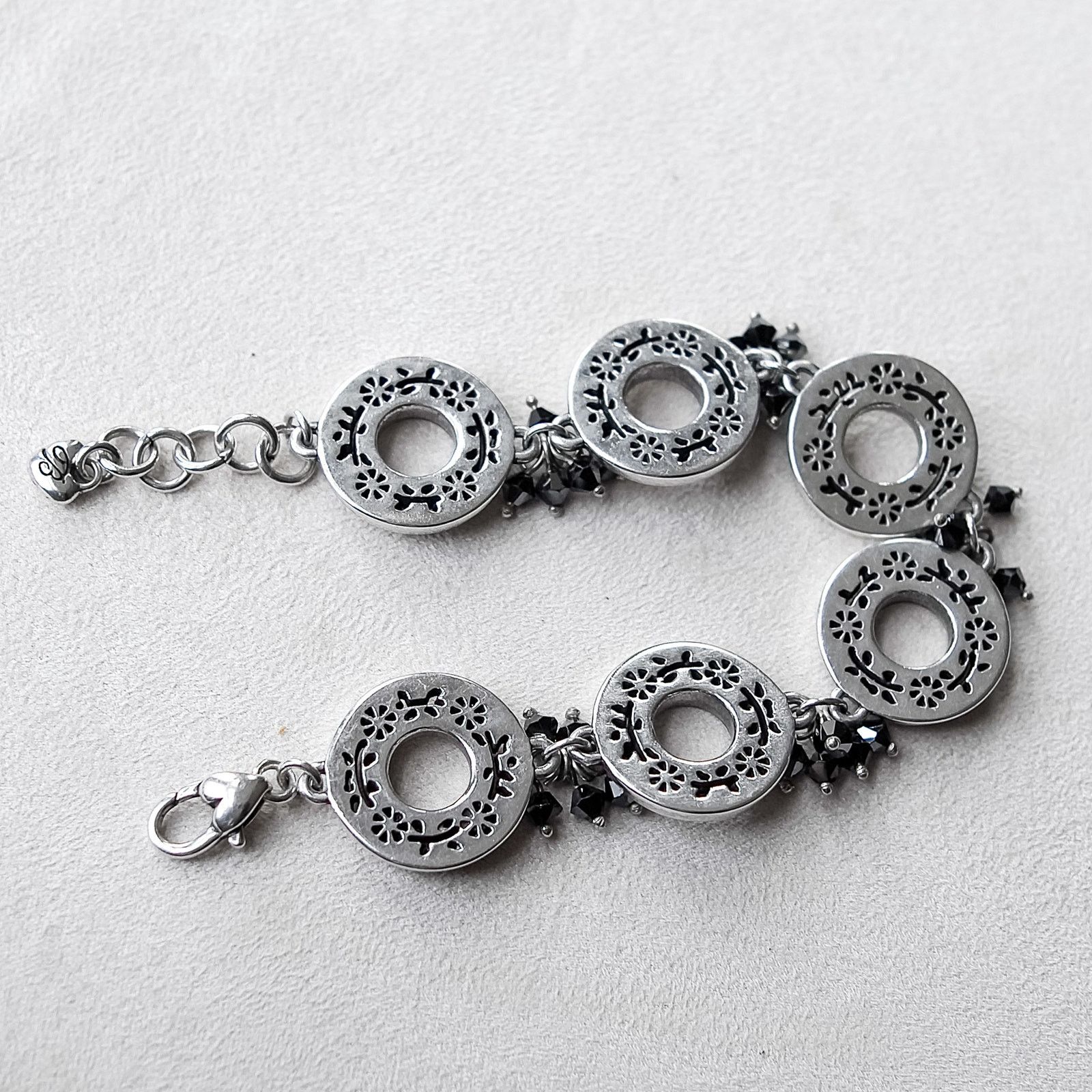 Brighton Vintage Brighton Circle Disk Link Bracelet Black with Beads Size ONE SIZE - 5 Thumbnail