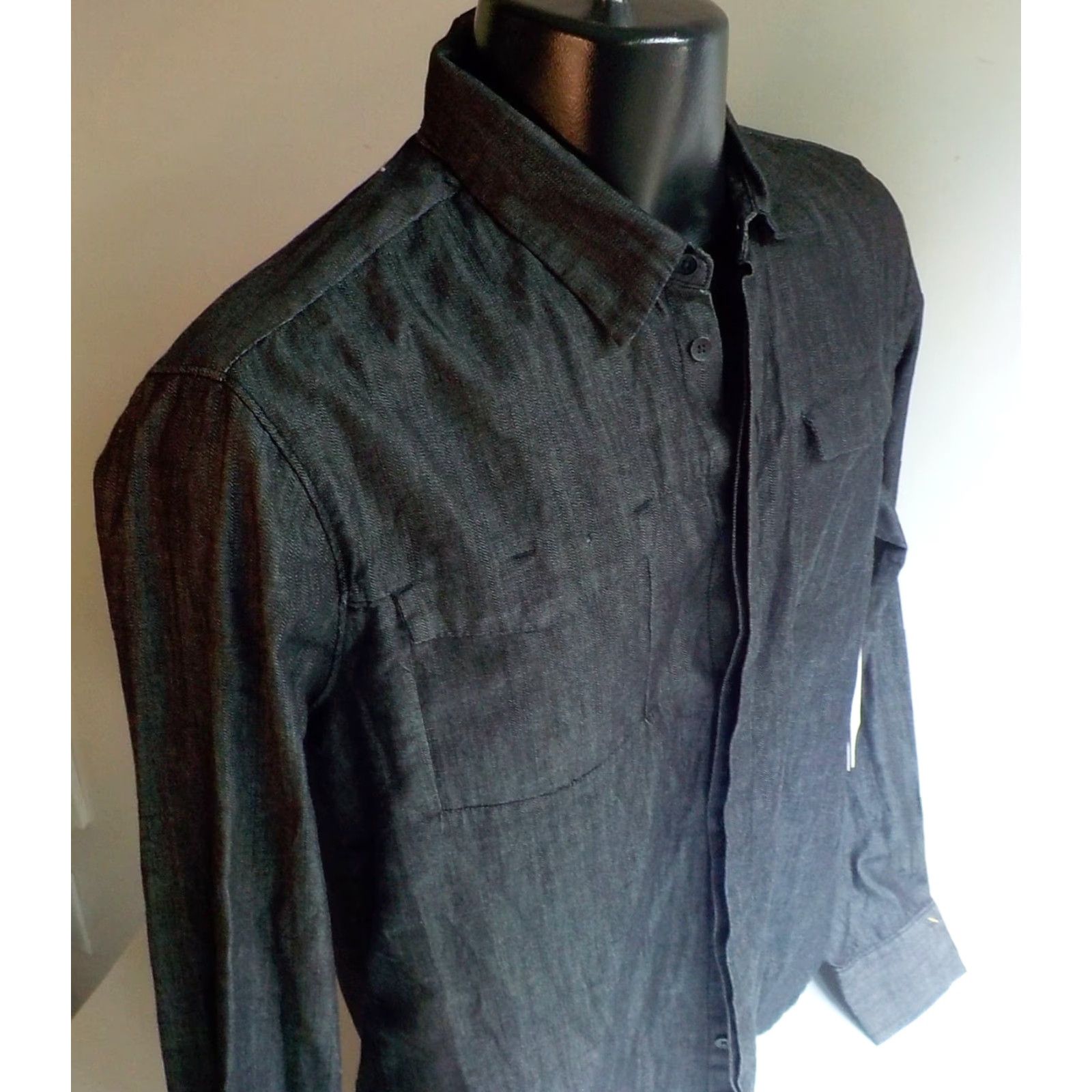 Calvin Klein VINTAGE Calvin Klein Denim Shirt Gray 100% Cotton Button-Front LS Shirt Mens Large Size US L / EU 52-54 / 3 - 3 Thumbnail