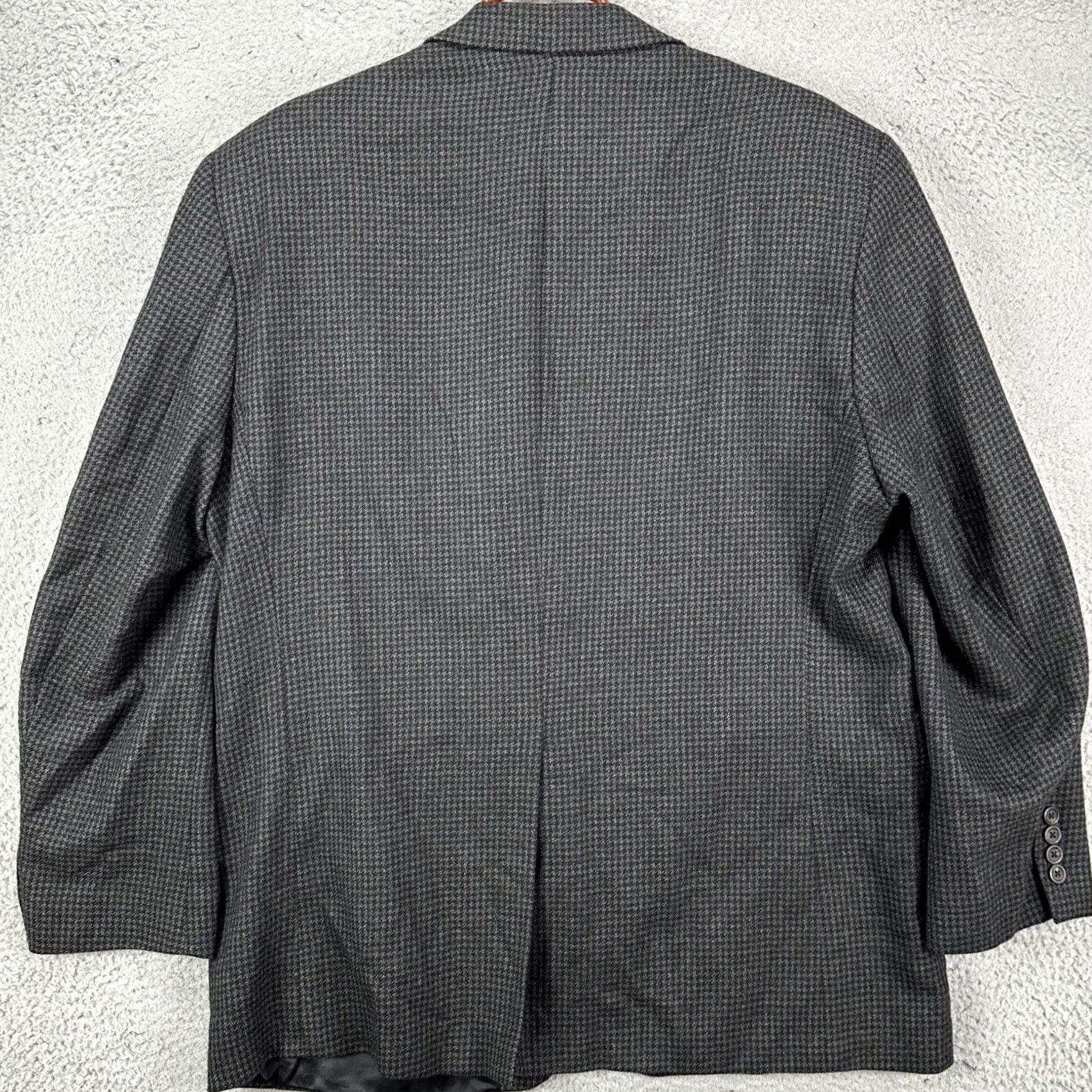 Ralph Lauren LAUREN RALPH LAUREN Blazer Sport Coat Men 44R Black Gray Houndstooth Lambswool Blazer Sport Coat Mens 44R Black Houndstooth Size 44R - 3 Thumbnail