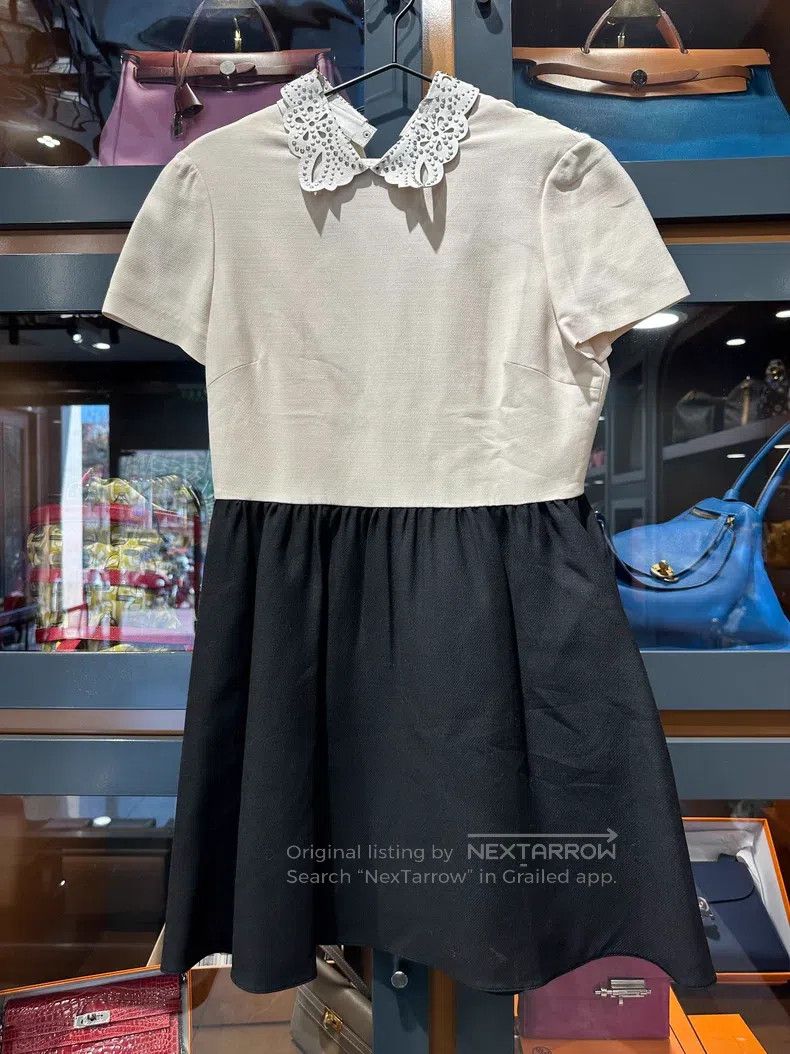 Valentino Leather cut-out carved collar dress