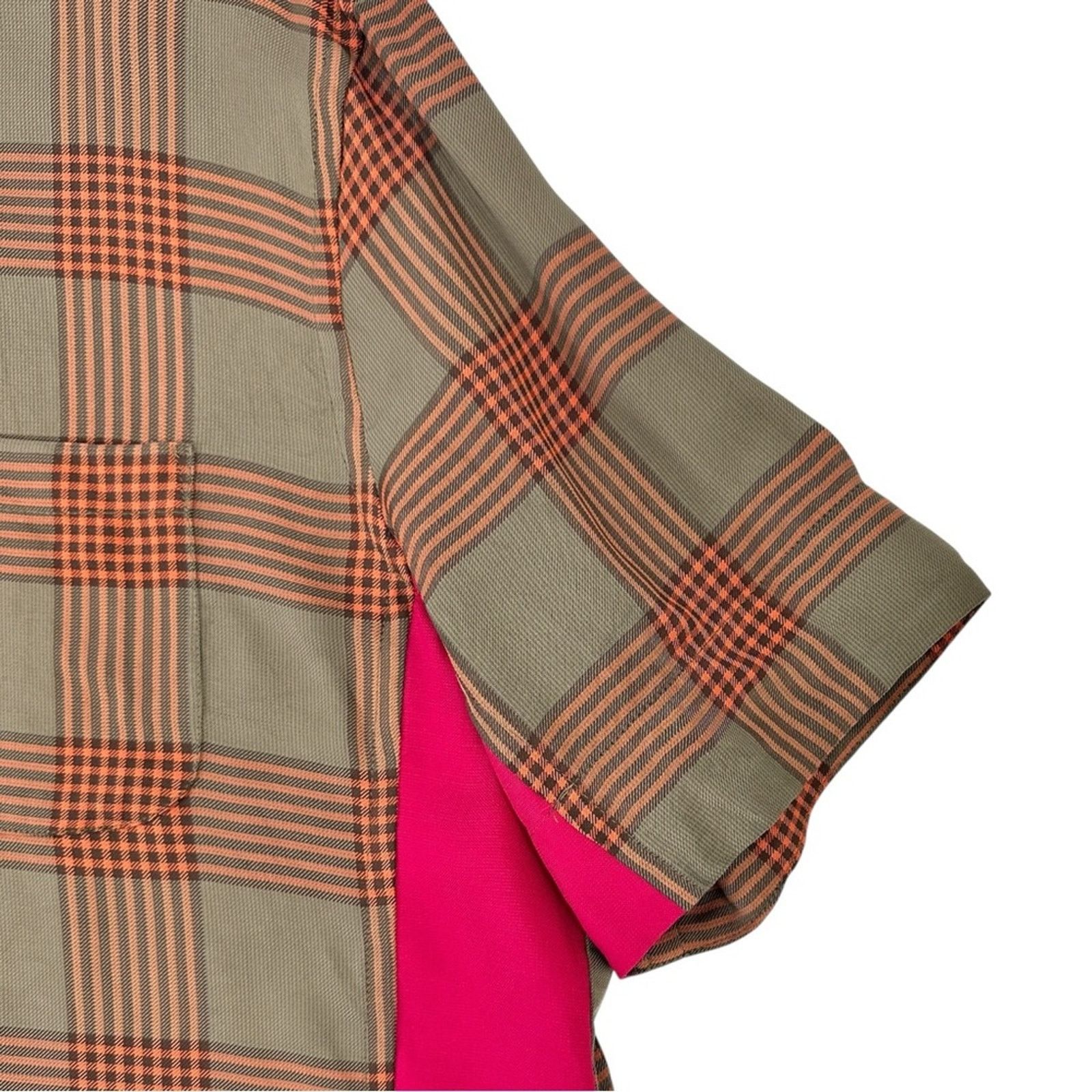 Wales Bonner Khaki Green & Orange Check Plaid Loose Fit S/S Shirt Size US XL / EU 56 / 4 - 3 Thumbnail
