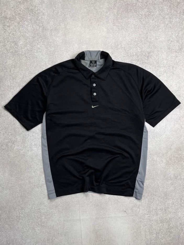 Nike × Vintage Vintage Nike Swoosh Black Central Swoosh Polo Shirt Y2K Size US L / EU 52-54 / 3 - 1 Thumbnail