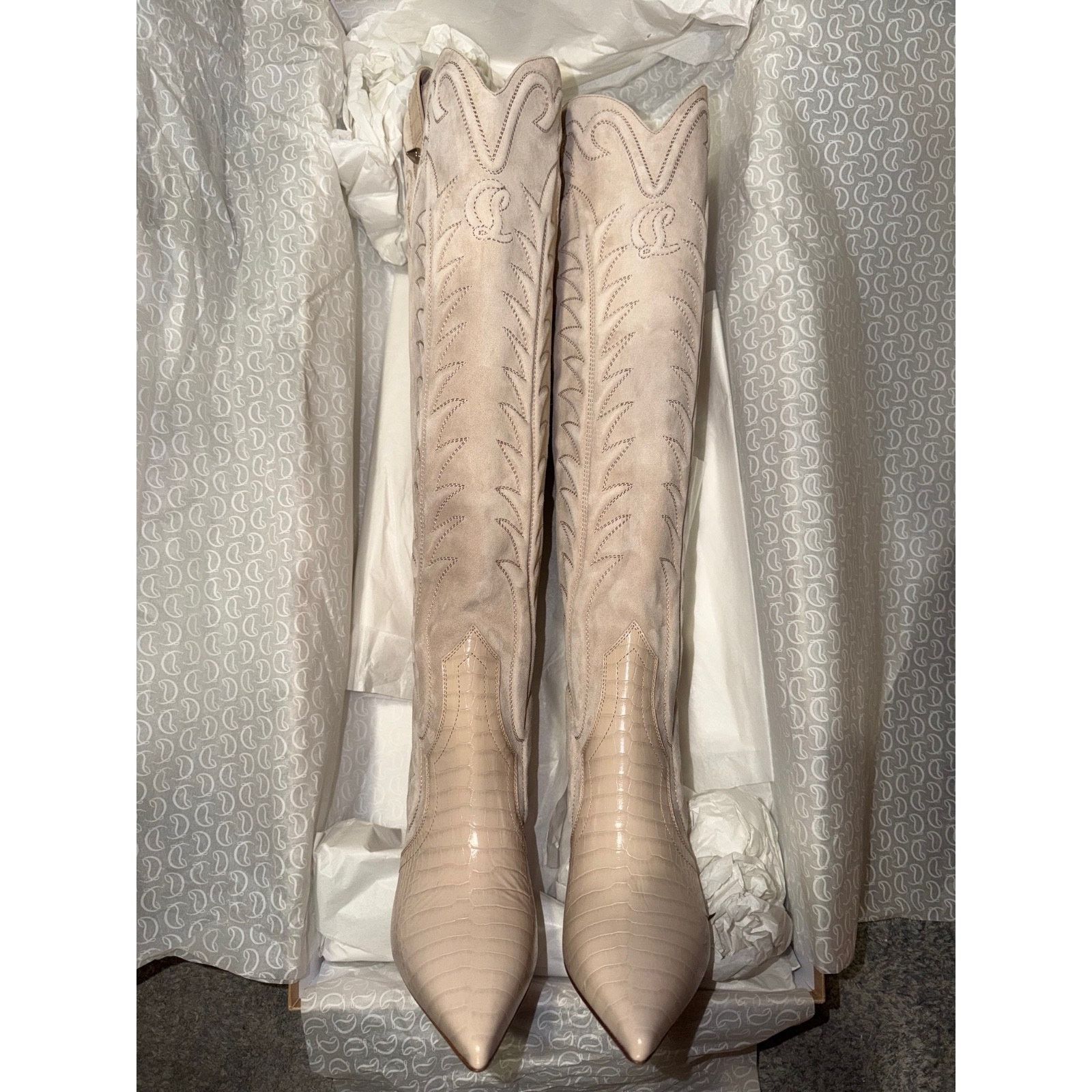 Christian Louboutin Louboutin Santia Botta 85 Pearl Beige Western Knee High 36.5 Size US 6.5 / IT 36.5 - 7 Thumbnail
