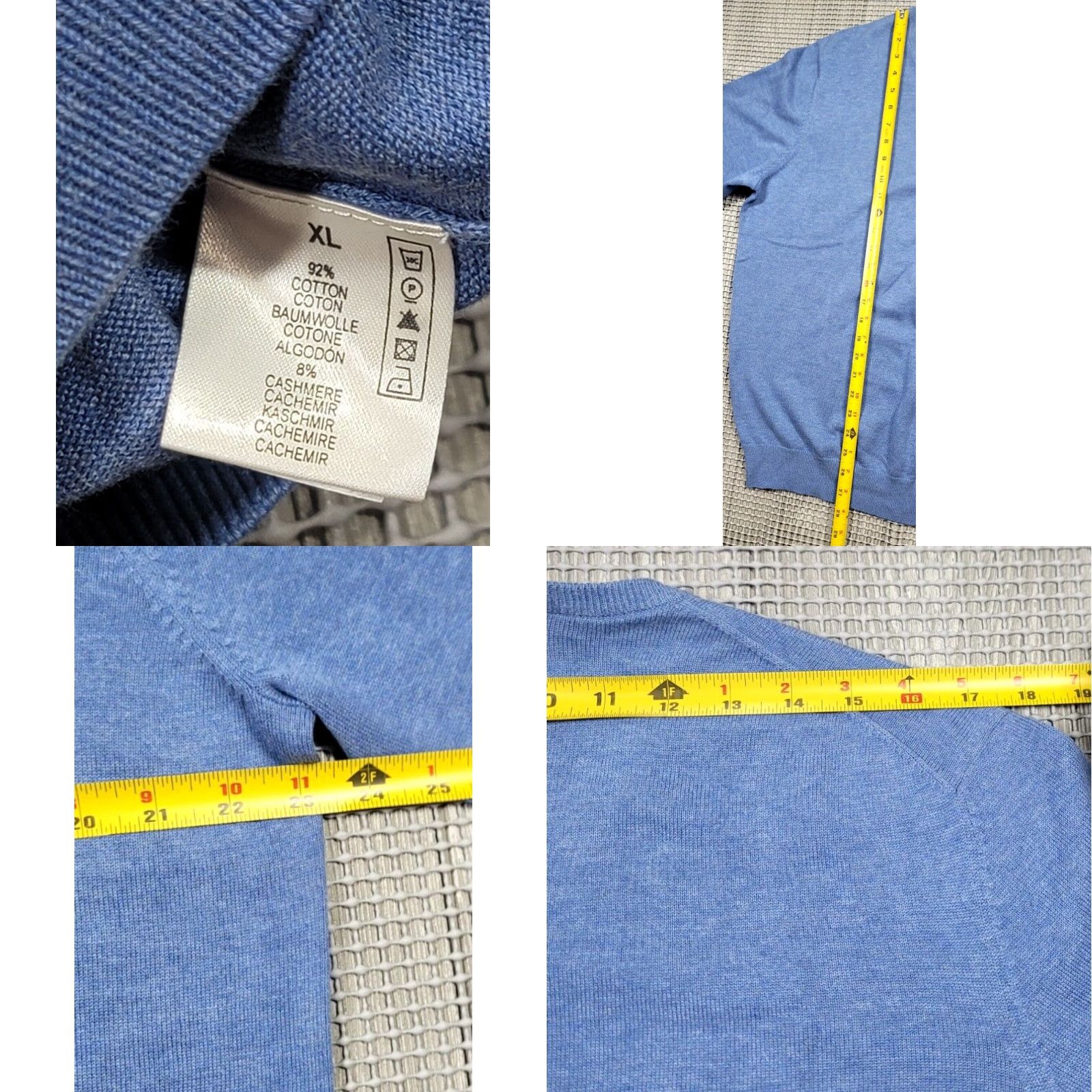 Vintage Bullock & Jones Sweater V-Neck XL Blue Cotton Cashmere Knit Pullover Mens Long Sleeve Classic, Preppy, Designer Size US XL / EU 56 / 4 - 8 Thumbnail