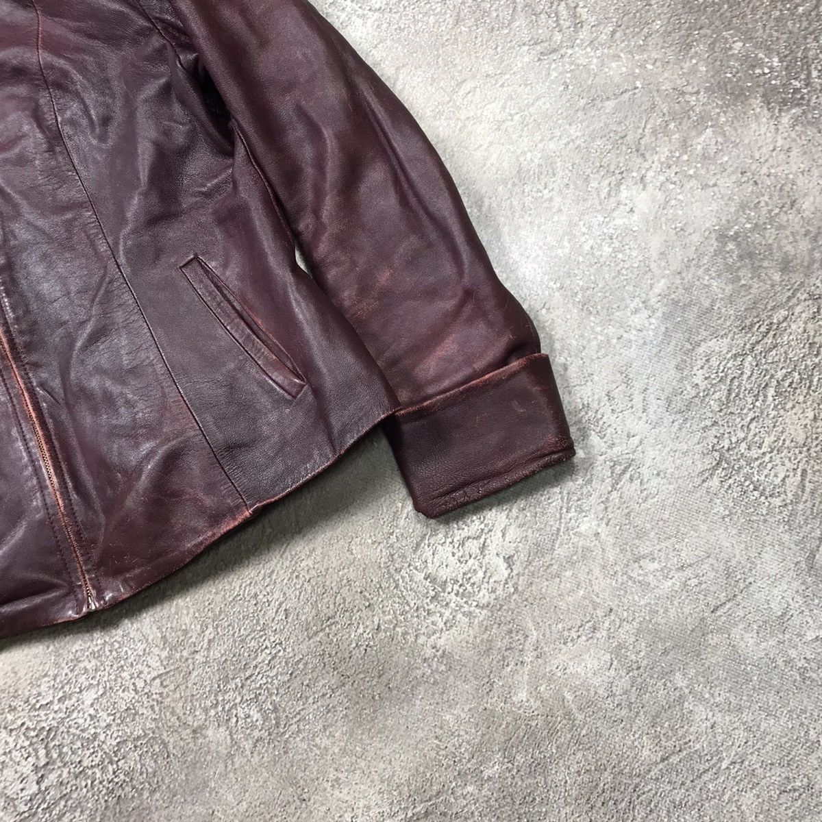 Vintage Vintage 90s Burgundy Leather Biker Jacket Streetwear Logo M Size M / US 6-8 / IT 42-44 - 5 Thumbnail