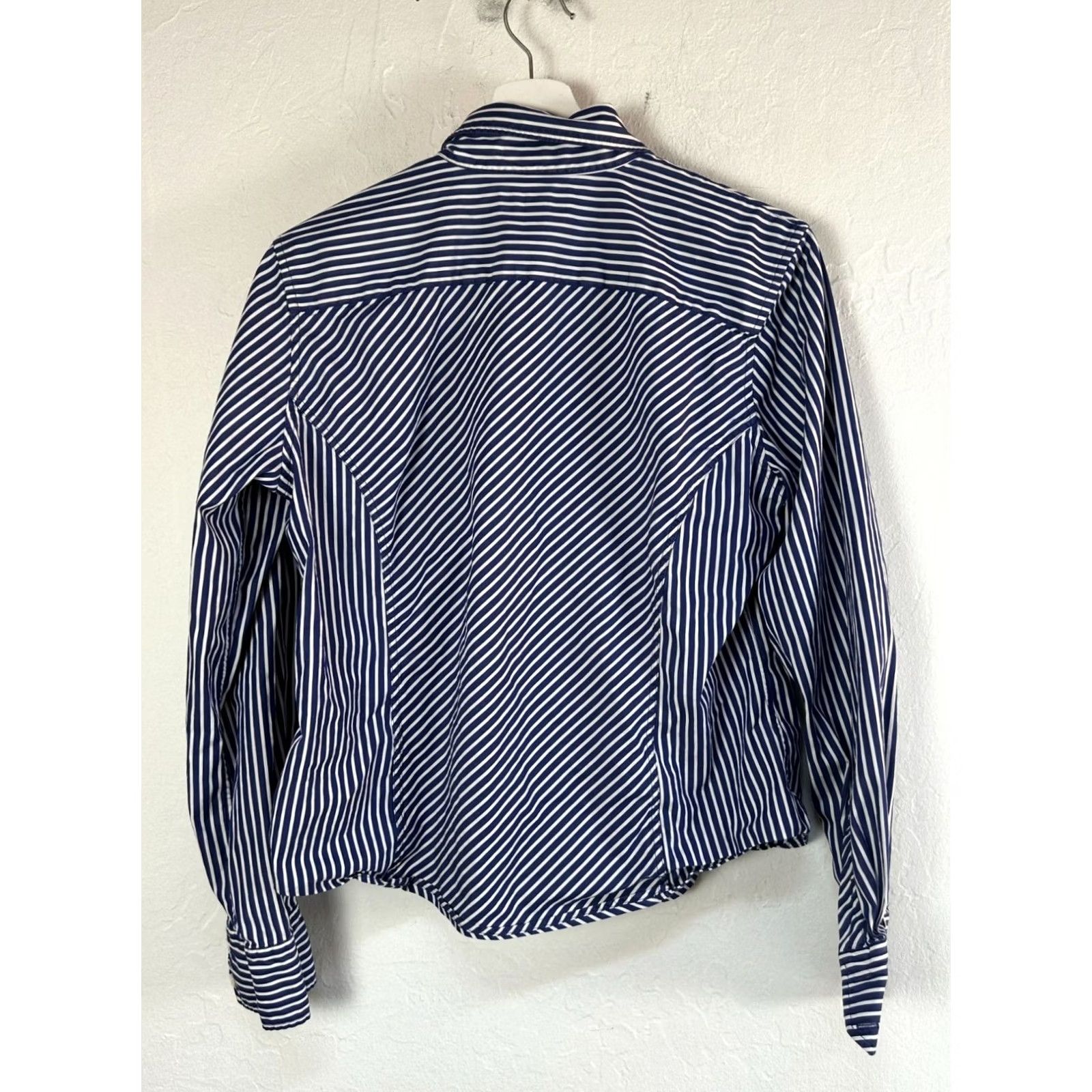 Brooks Brothers F by Faconnable Womens Blue White Striped Button-Up Shirt Large Long Sleeve Top Casual Size L / US 10 / IT 46 - 3 Thumbnail