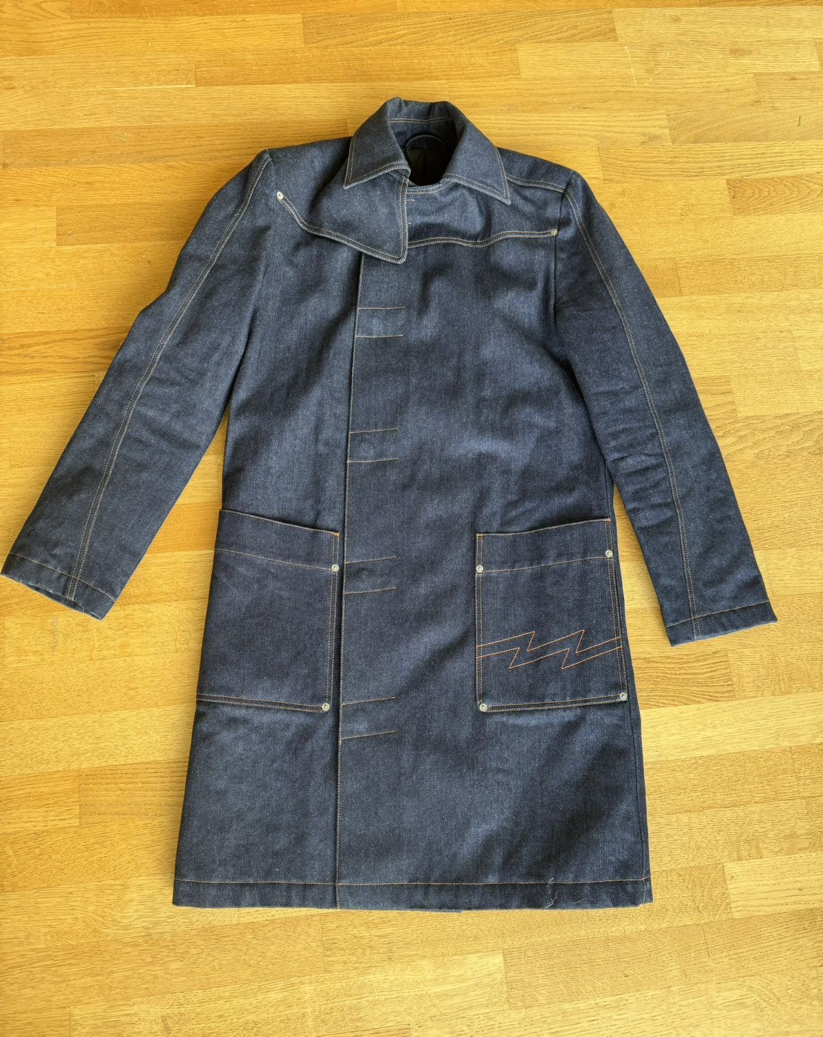 image of W Lt Walter Van Beirendonck x Walter Van Beirendonck Nos Early 90‘S Heavy Caban Denim Coat in Blue 