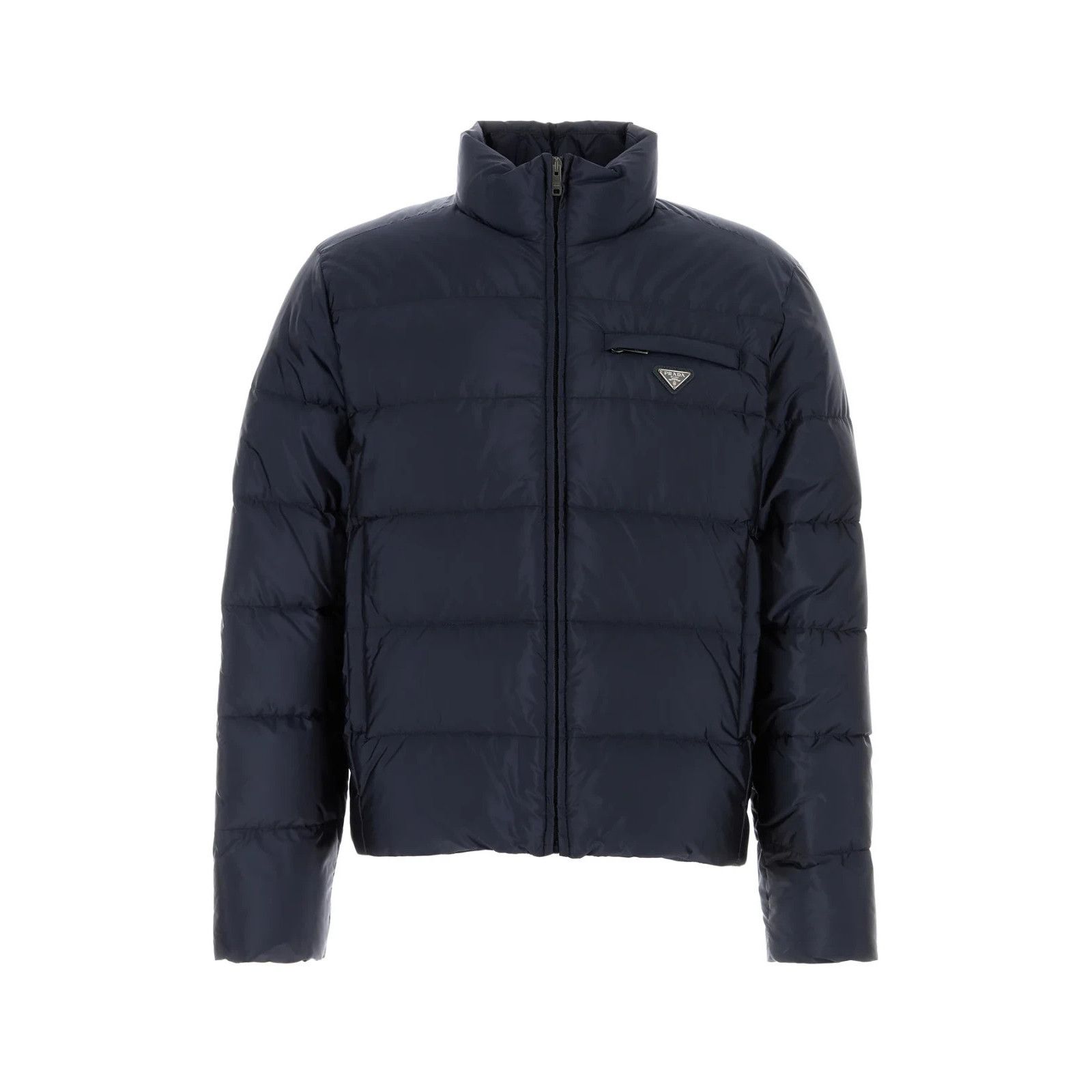 Prada SS17 Runway Blue Checked Wool-jacquard Harrington Jacket