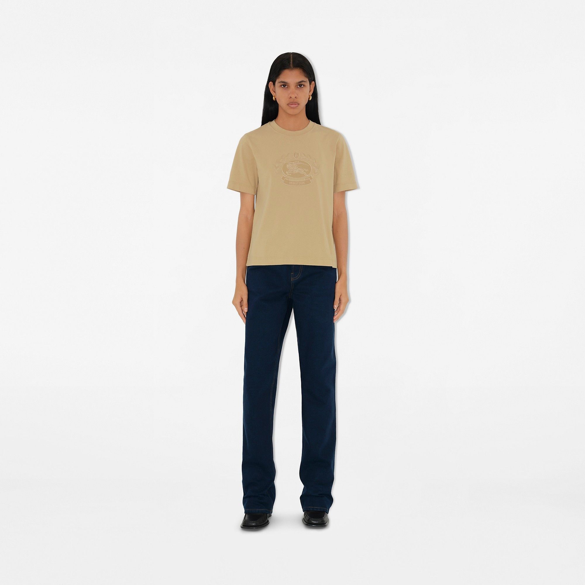 Burberry o1w1db10326 EKD Cotton T-Shirt in Beige Size XS / US 0-2 / IT 36-38 - 2 Thumbnail