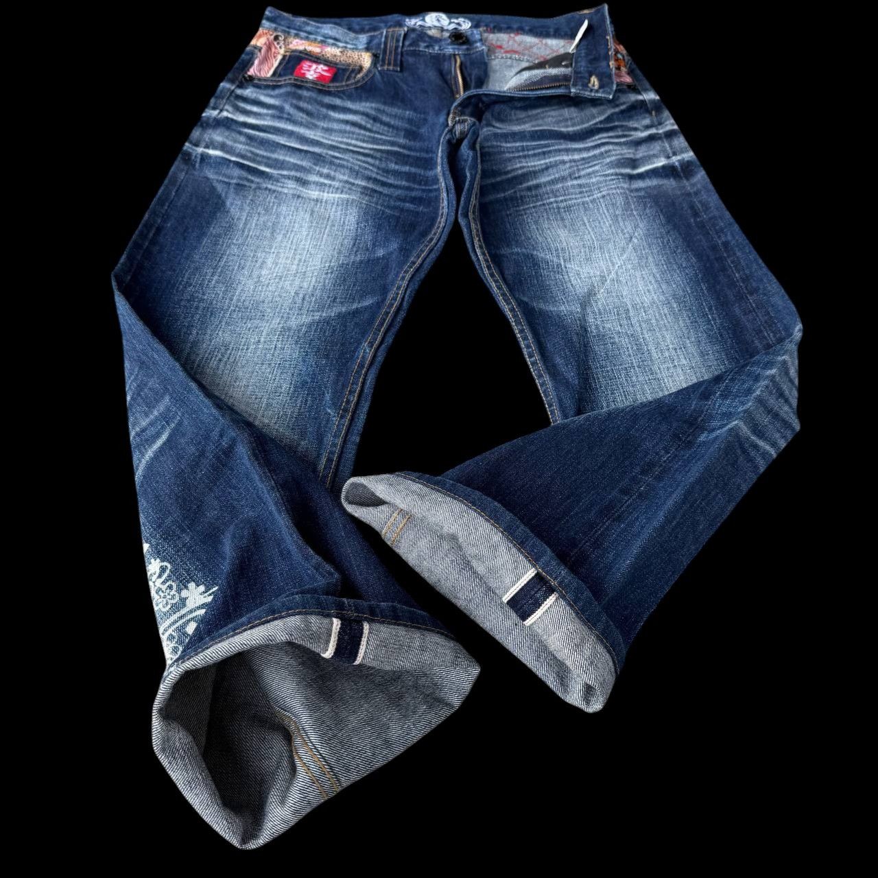 Japanese Brand RARE Namitatsu Redline Denim Ankle Cut-"Dokuro" Skull Tattoo Size US 30 / EU 46 - 10 Thumbnail
