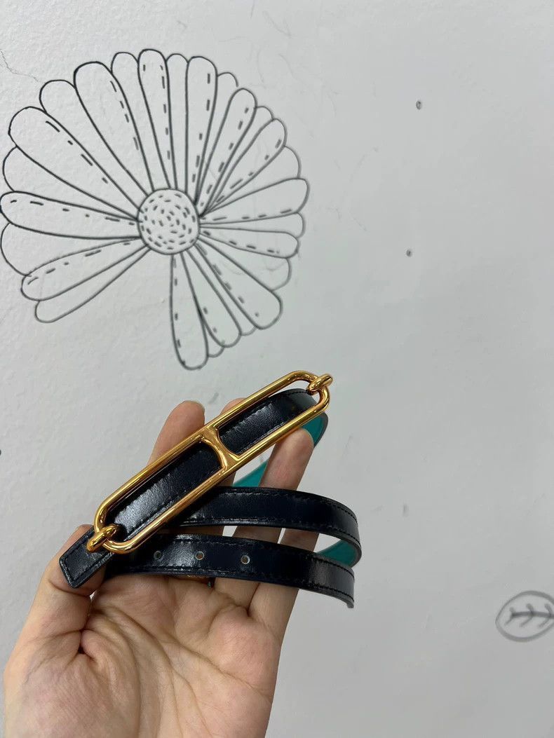 Hermes New Hermes Narrow Belt with Golden Buckle-2506 Size ONE SIZE - 2 Thumbnail
