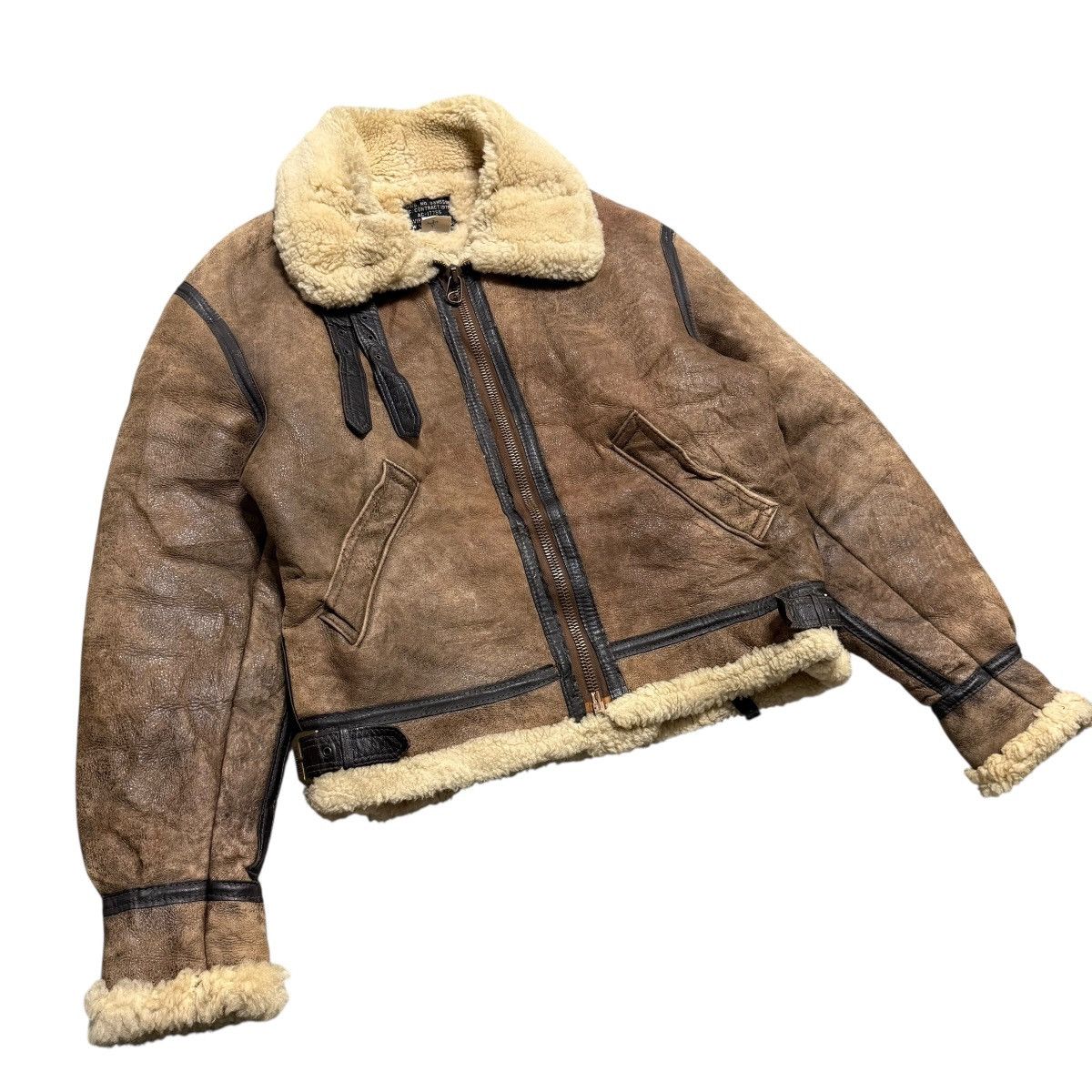Avirex Vintage 80s Avirex Scovill Zipper Sheepskin Mouton B3 Jacket Size US S / EU 44-46 / 1 - 2 Thumbnail