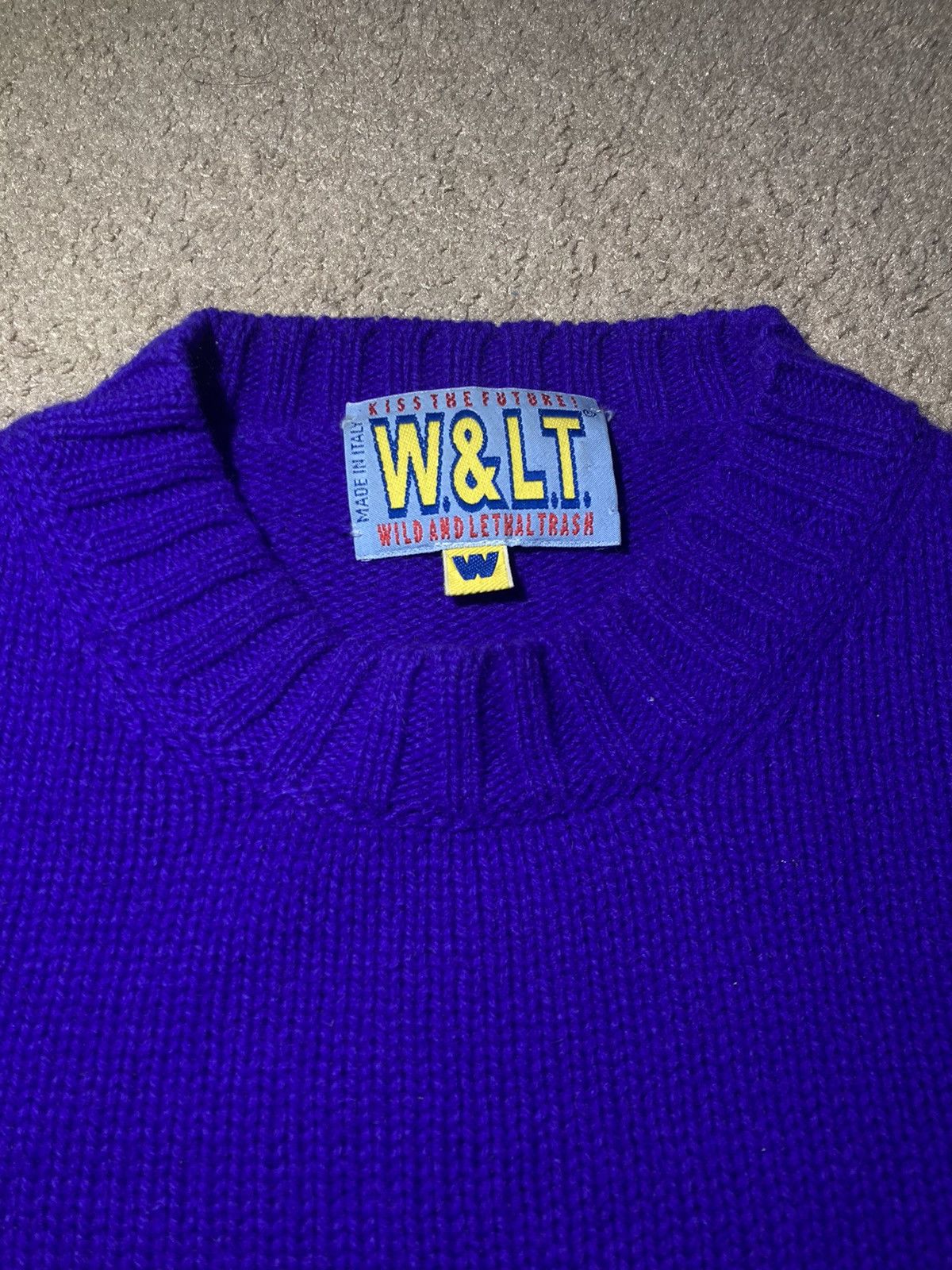 Walter Van Beirendonck AW98 W&LT Royal Purple Lambswool Knit Sweater Beirendonck 90 Size US M / EU 48-50 / 2 - 3 Thumbnail